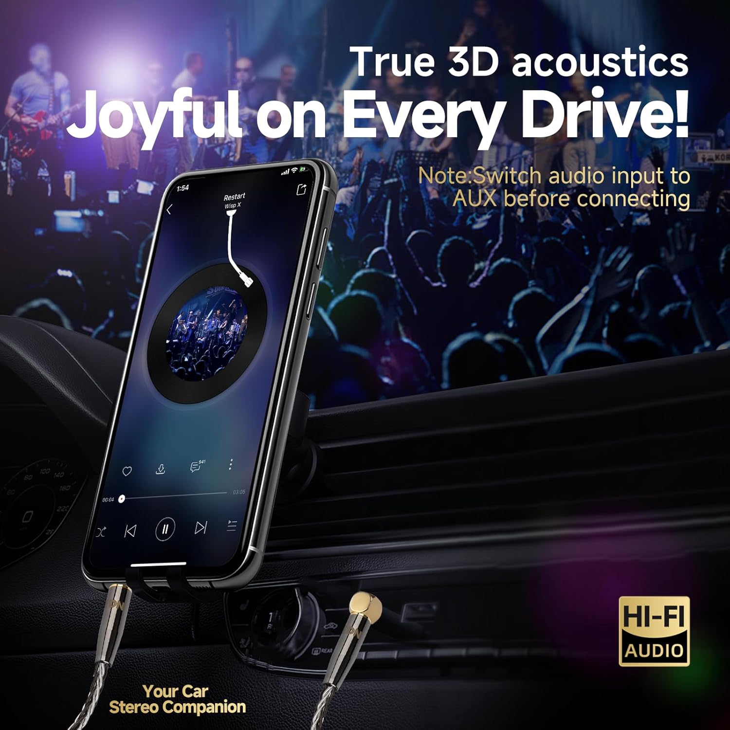 TODN HiFi 3.5mm Audio Cable for Audiophile 90 Degree AUX to AUX Cord with OCC+Silver Core for Car Stereo/Headphones/Tablets (1.64ft/0.5m)