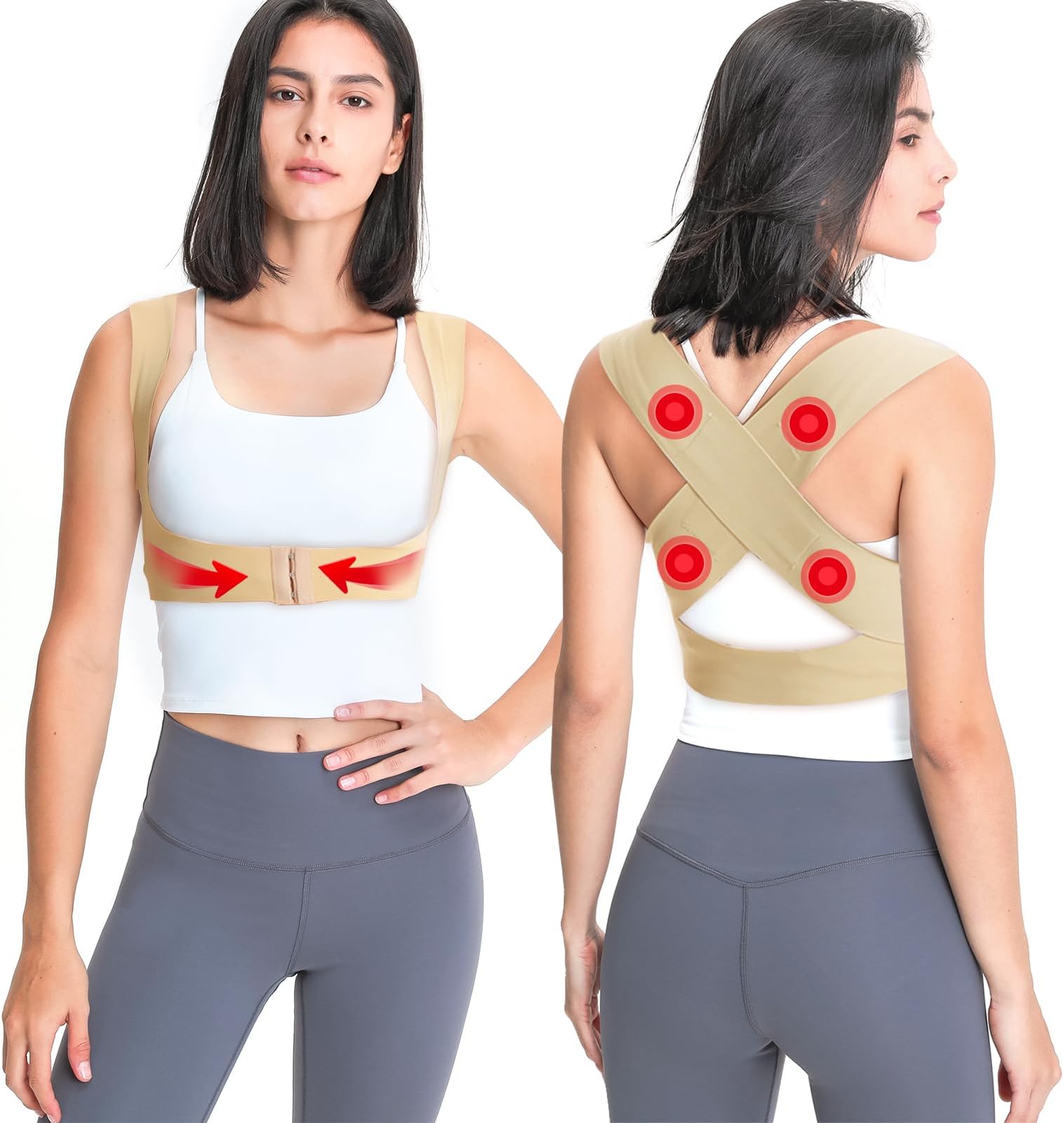 LeikedunPosture Corrector for Women and Men,Adjustable Back Straightener Support Comfortable Upper Back Brace Posture Corrector Reduce Shoulder Spine Pain (M)