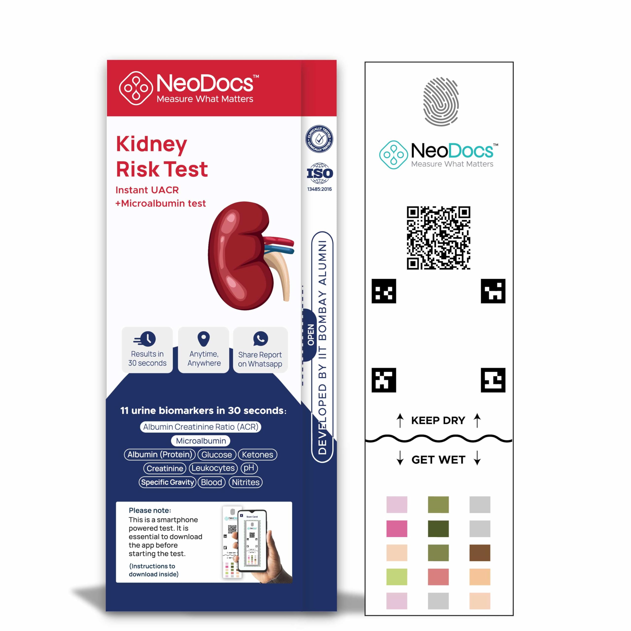Neodocs Kidney wellness Urine test for Diabetes care & blood pressure | For patients on Kidney creatinine medicine | Track uACR, Protein, Urine Creatinine, Ketones, pH, etc | Pack of 1-image-26