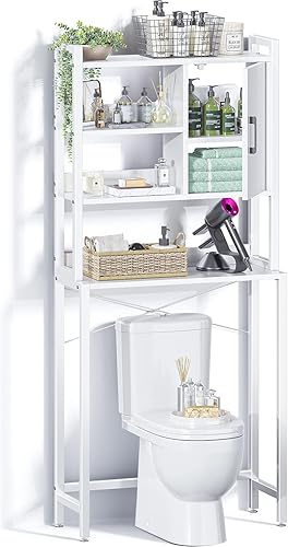 ODK Almacenamiento sobre el inodoro con gabinete estantes organizadores de baño de 3 niveles sobre el inodoro estante de inodoro independiente con