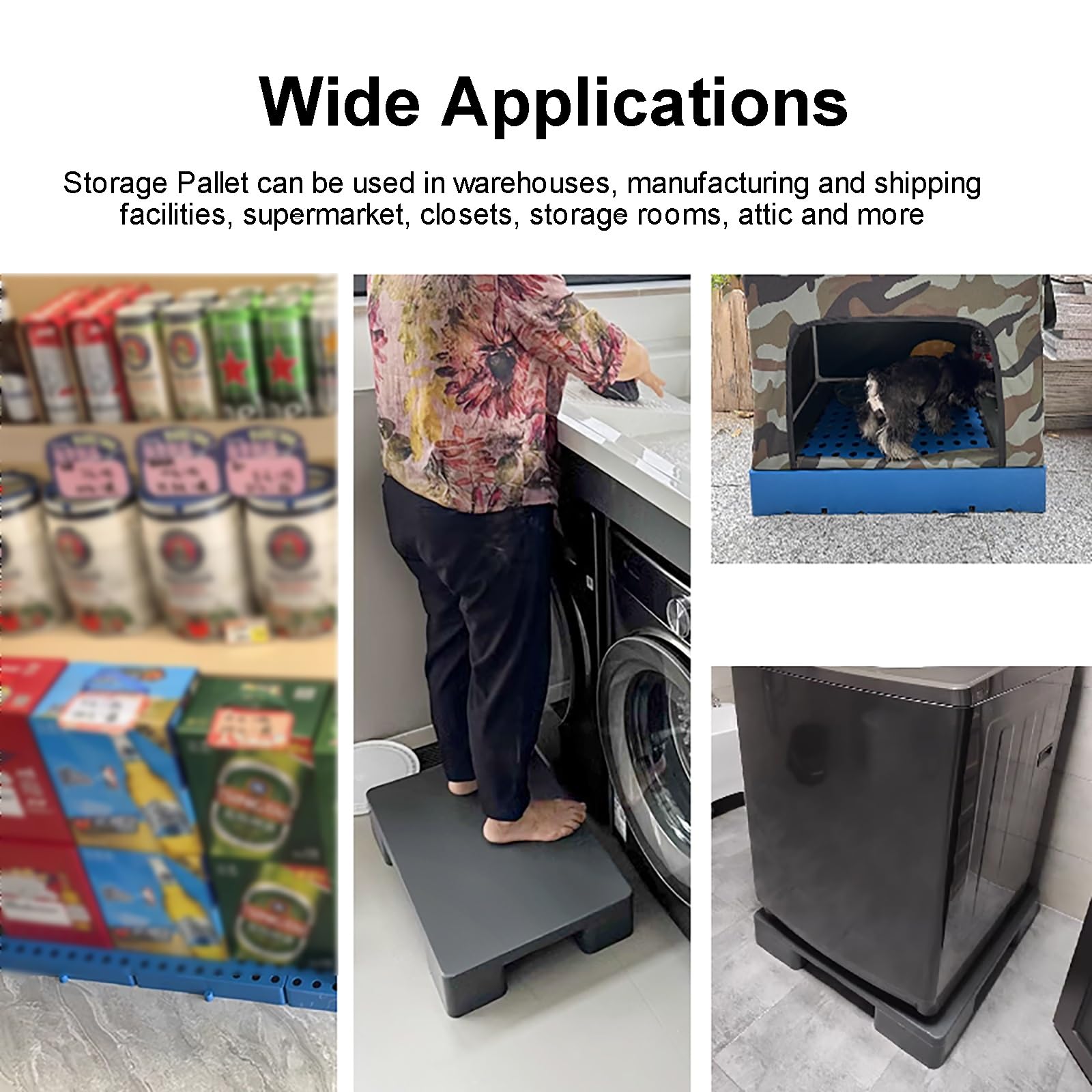 Pallet in plastica per stoccaggio, design rialzato per cantine, cucine, supermercati, garage e armadi esterni, ideale per ripostigli