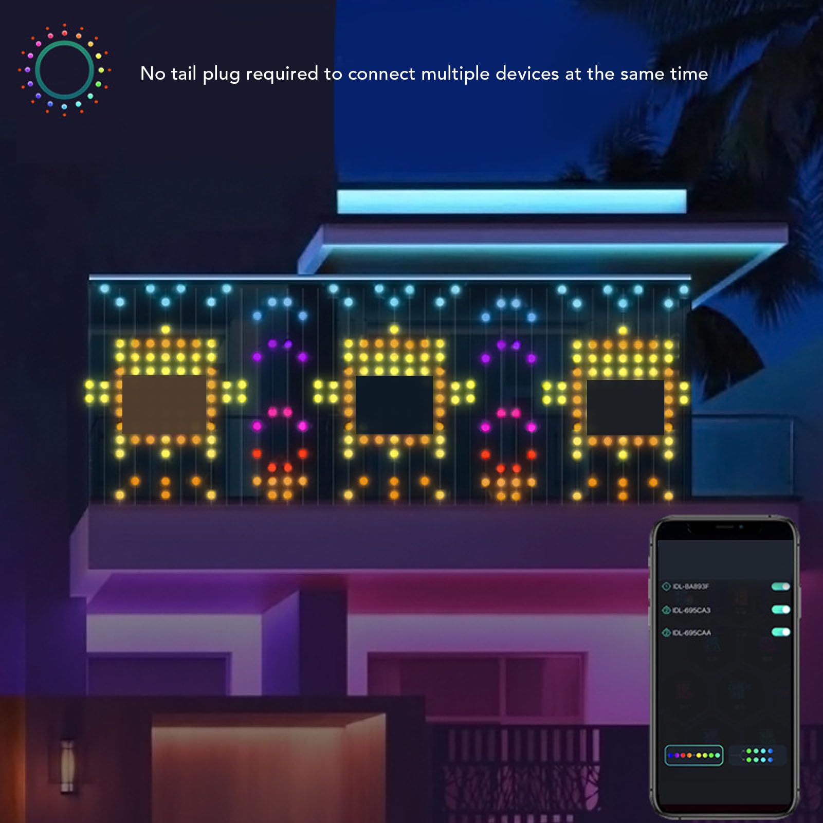 LED-Vorhangleuchten, 400 RGB Smart Window Curtain String mit | Innen- und Außendekoration, Programmierbares -Display, Musiksynchronisierung, Timer, Fernbedienung und App-Steuerung,