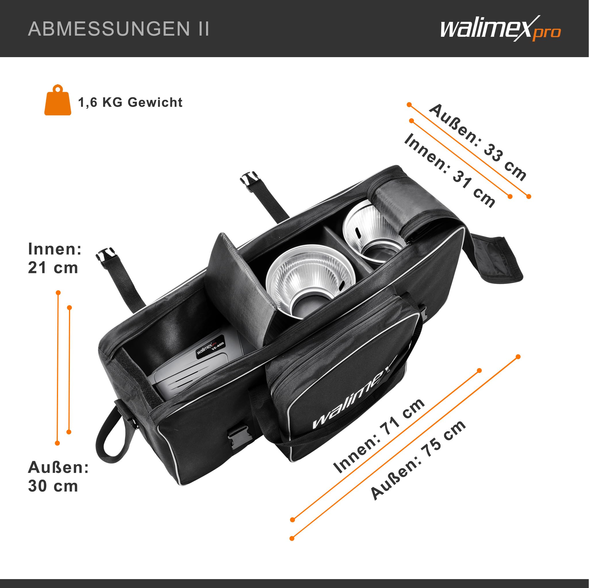 Walimex pro Stager 400 HSS set flash fotografico da studio, luce LED da 400 W per foto e video, con softbox stativo luci e accessori