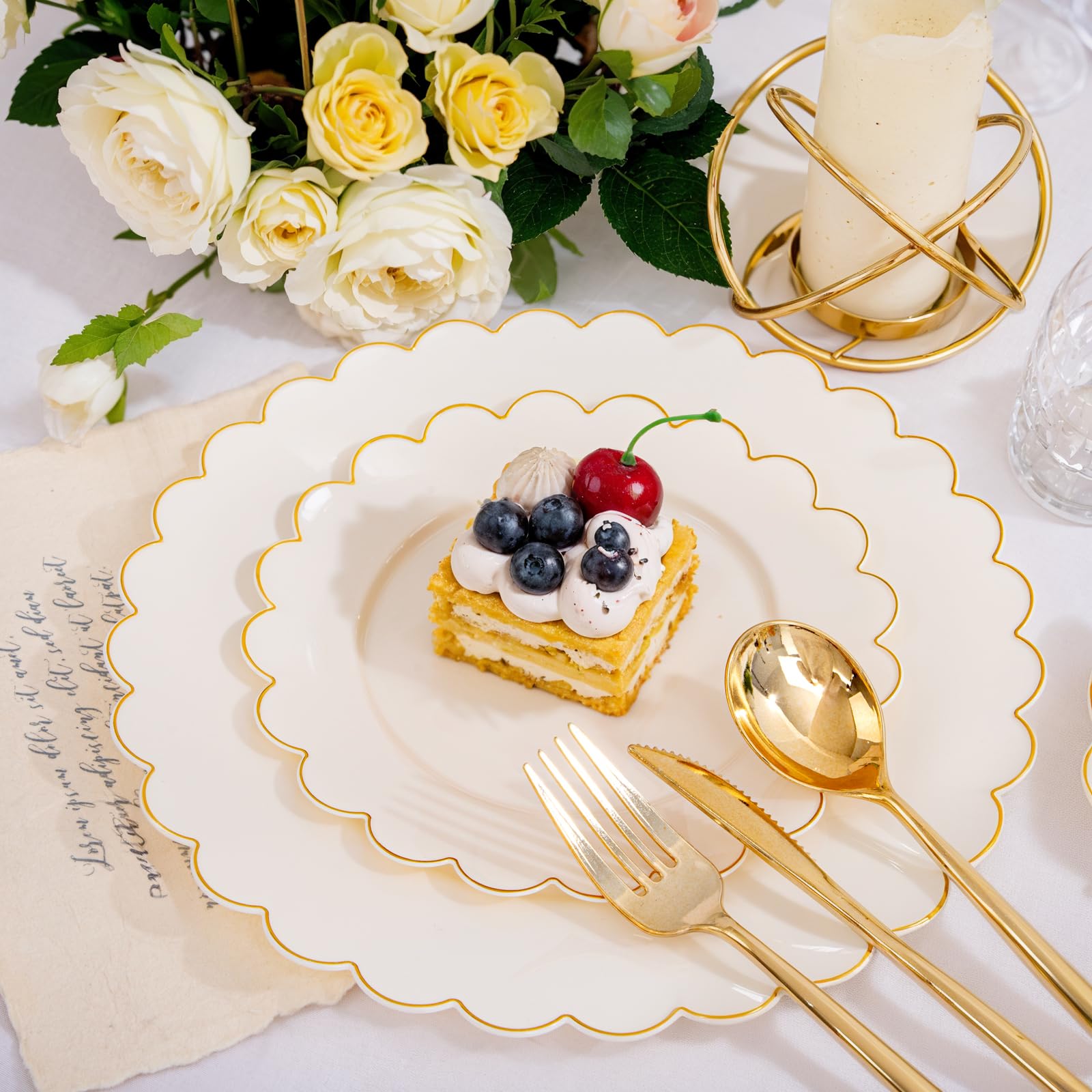 Gold Rim Plates Party Dinnerware Set -5