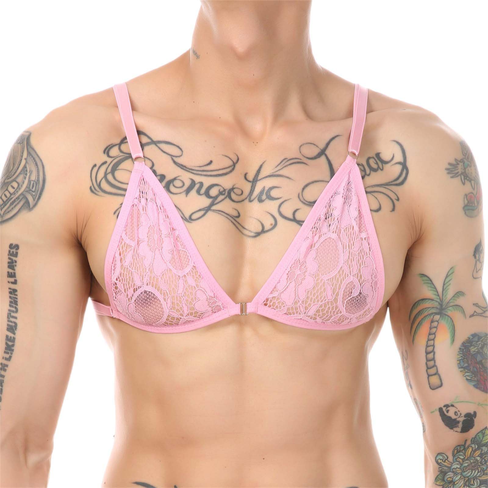 Lingerie for Men Lace Set with Feminine Bra Seductive Underwear