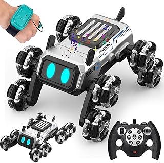 3 in 1 Gesture Sensing RC Stunt Car with Light and Music,Eight-Wheel Stunt Remote Control Robot Dog for Kids with Smart Dual Control Stuntcar,Boy Girl Christmas Birthday Gift