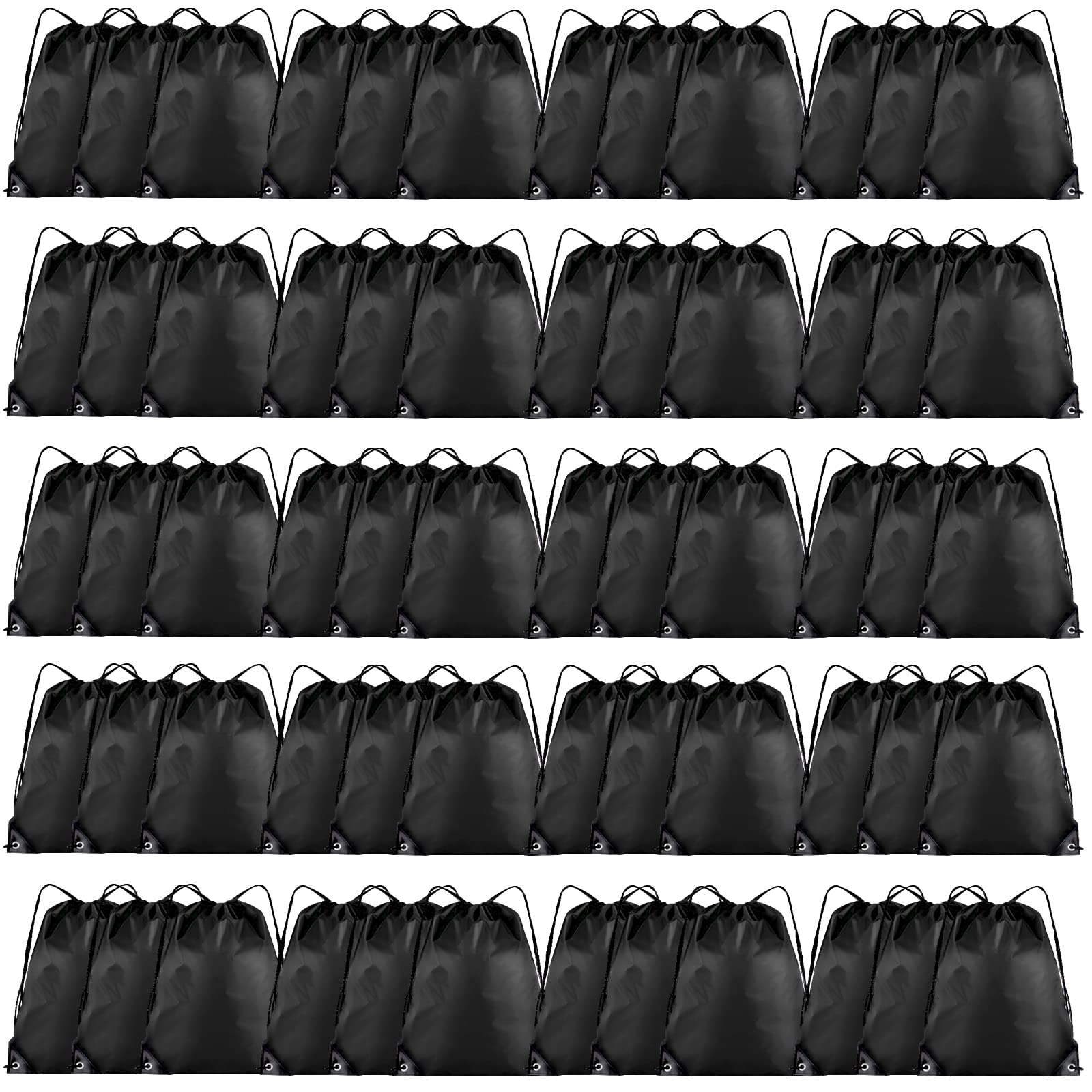Grneric 60 Pieces Drawstring Backpack Bulk Cinch Sackpack Ployster Drawstring Bags for Gym Party Trip(Black)