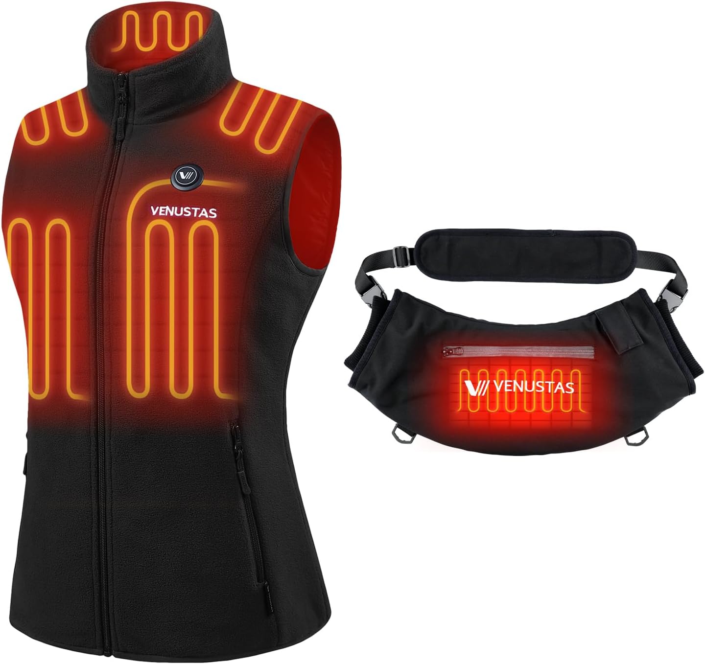 Venustas Women's Fleece Heated Vest + Venustas Heated Hand Warmer Pouch, up to 15-Hour Runtime