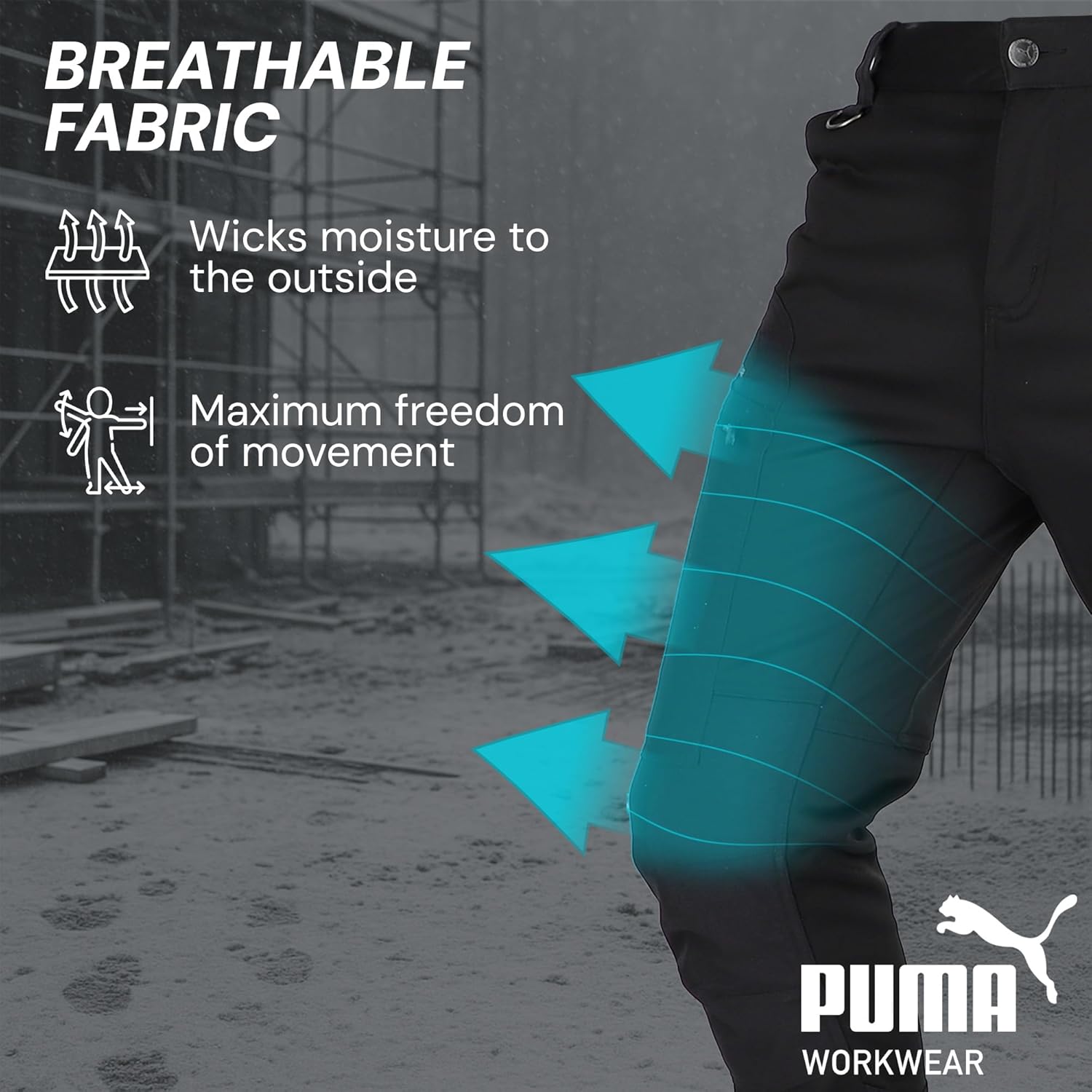 PUMA Workwear ProOne Alpine Lined Snow Hiking Pants Men - Outdoor Pants - Windproof & Water-Repellent Softshell Pants