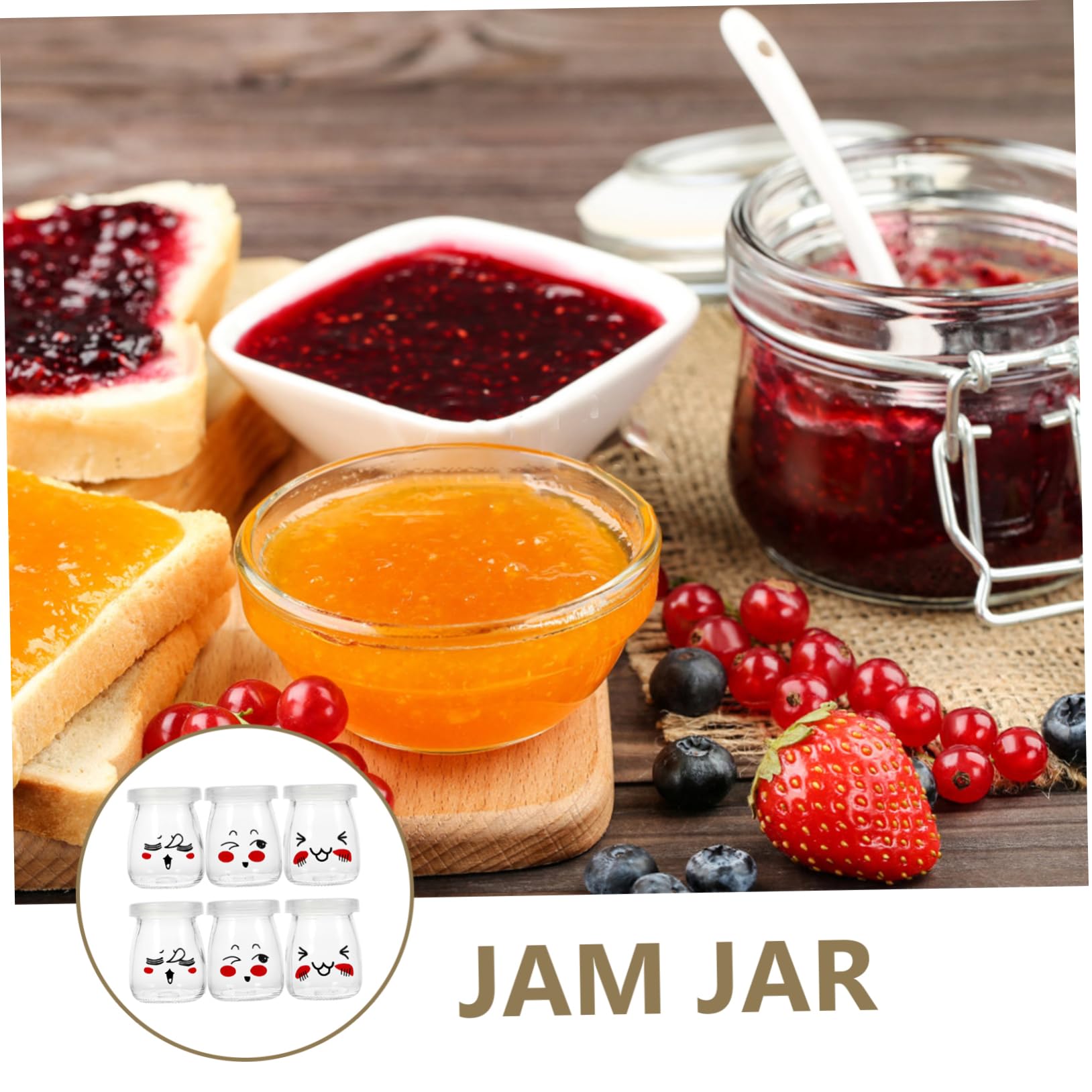 NOLITOY 6 Stück Puddingflaschen mit Deckel Luftdichte Dessert und Joghurtgläser Große Öffnung für Marmelade Joghurt Kuchenaufbewahrung Spülmaschinenfest Zufälliges Design