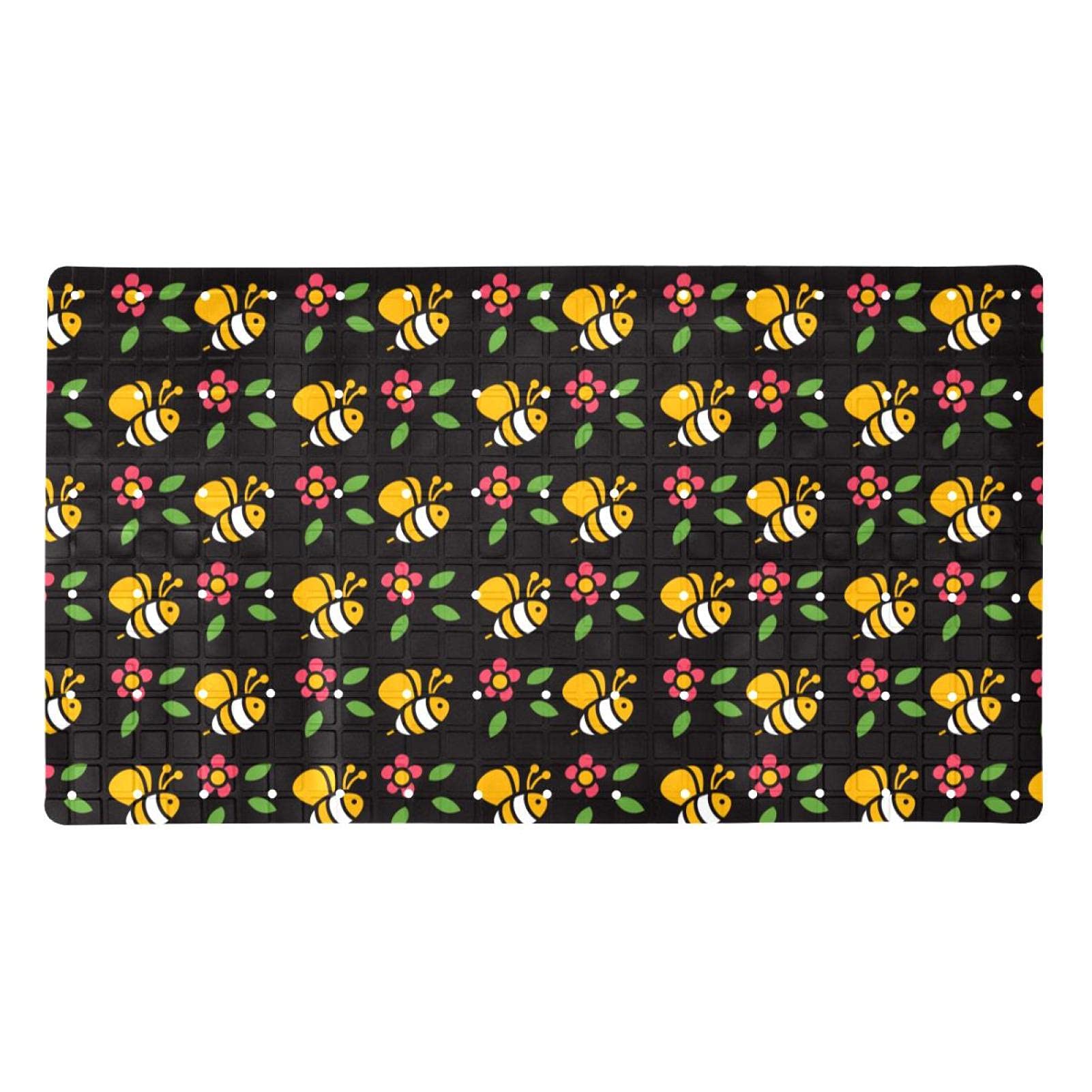 Tapis de bain antidérapant 40x70 cm avec ventouses et motif abeille