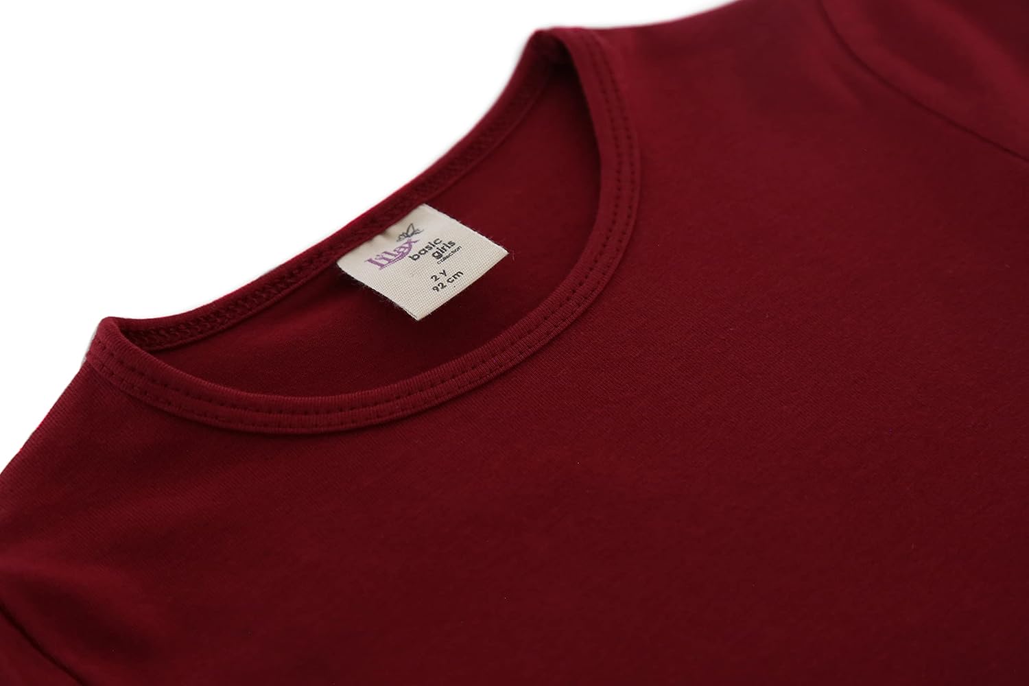 Lilax Girls' Basic Long Sleeve Round Neck Cotton T-Shirt 5 Burgundy - Image 6