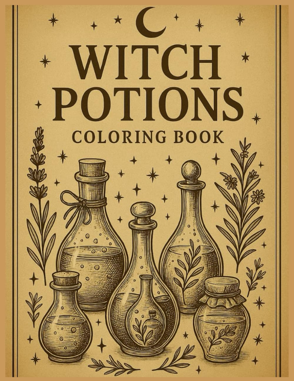 Witch Potions Coloring Book: Magical Potion Bottles, Cauldrons & Spell Elements for Relaxing Coloring