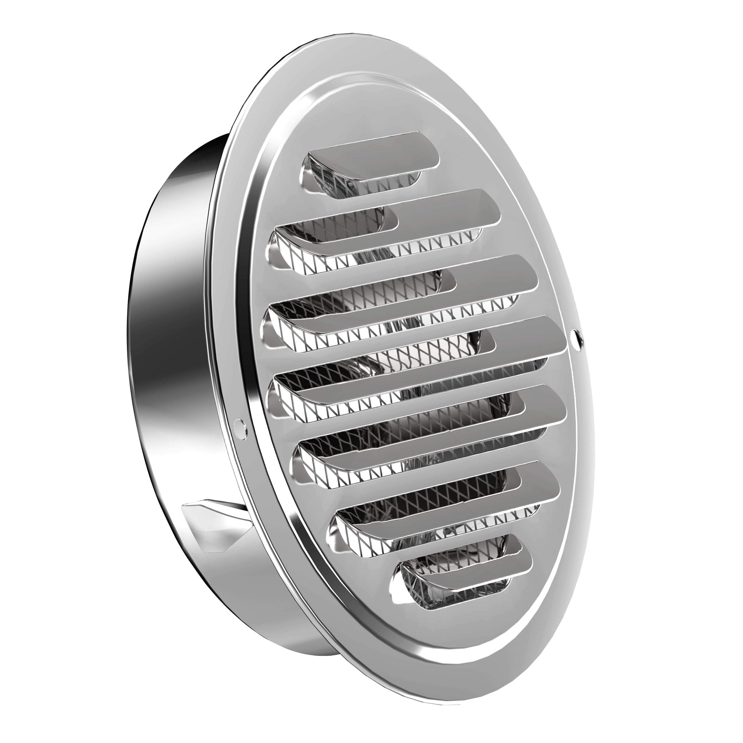 Azonee Stainless Steel Air Vent, 6 Inch Round Soffit Vent, Louver Grille Cover with Built-in Fly Screen Mesh, Stainless Steel Round Soffit Vent Cover for Home Kitchen, Bathroom, Office