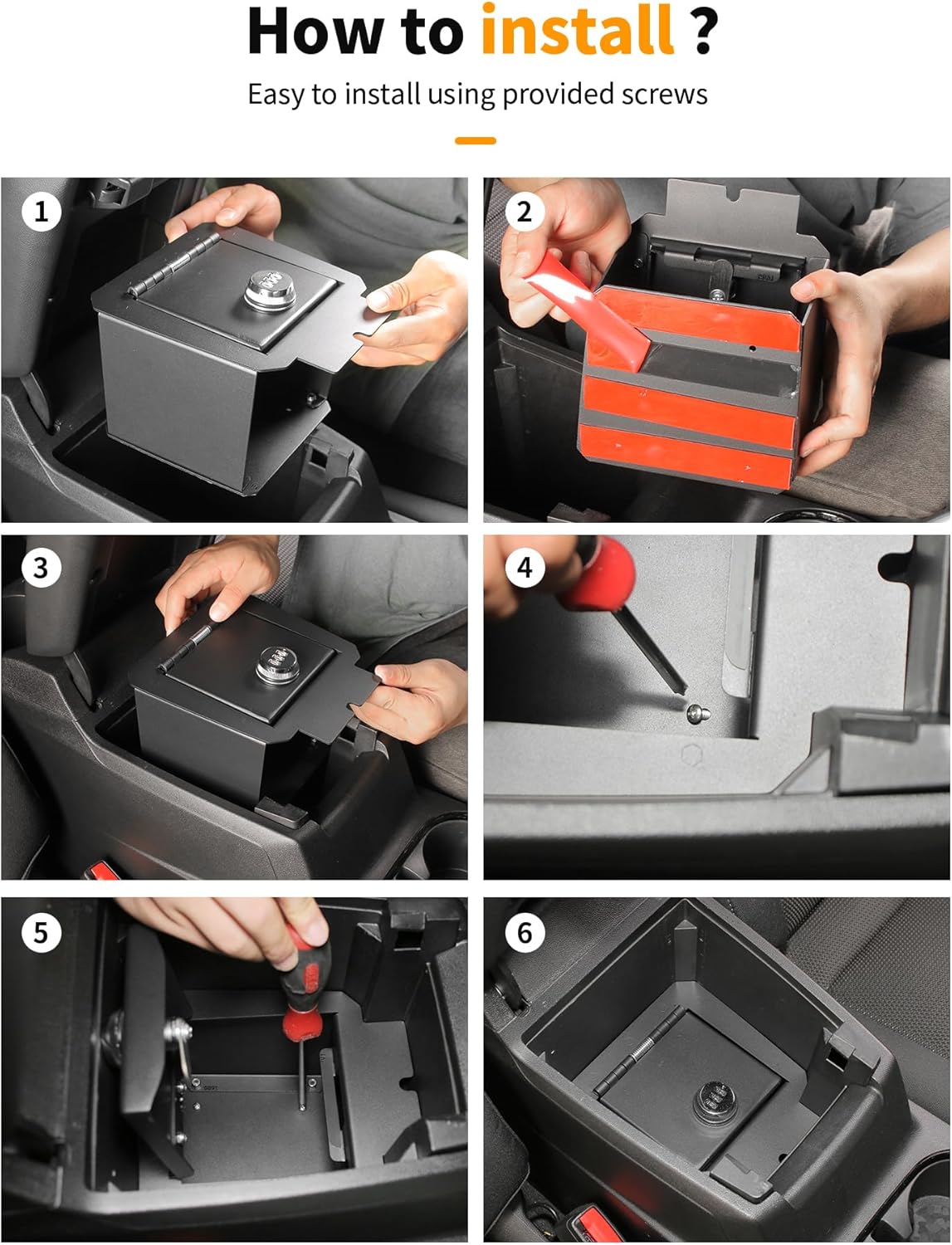Hoolcar Center Console Lock Safe Box Compatible with 2023-2026 Chevy Colorado GMC Canyon Armrest Storage Organizer Safe Anti-Theft Box with 3 Digit Combo Password, Black