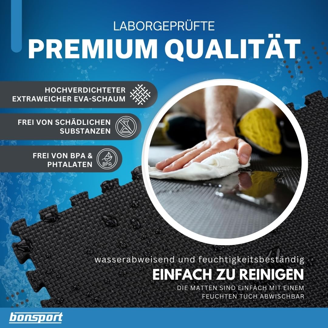 bonsport Pool Unterlegmatte Poolmatte 12 Stück - Bodenschutz Matte für den Pool/Planschbecken - Bodenfolie Bodenmatte Poolunterlage Bodenschutz schwarz