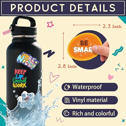 Miniatura 2 de Calcomanías positivas para niños y adultos, 100 unidades de calcomanías de vinilo motivacionales de afirmación inspiradoras para botella de agua,