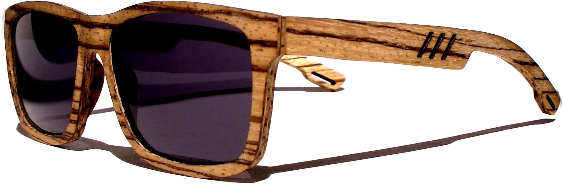 100% Zebra wood Polarized Sunglasses with Bamboo Hard Case
