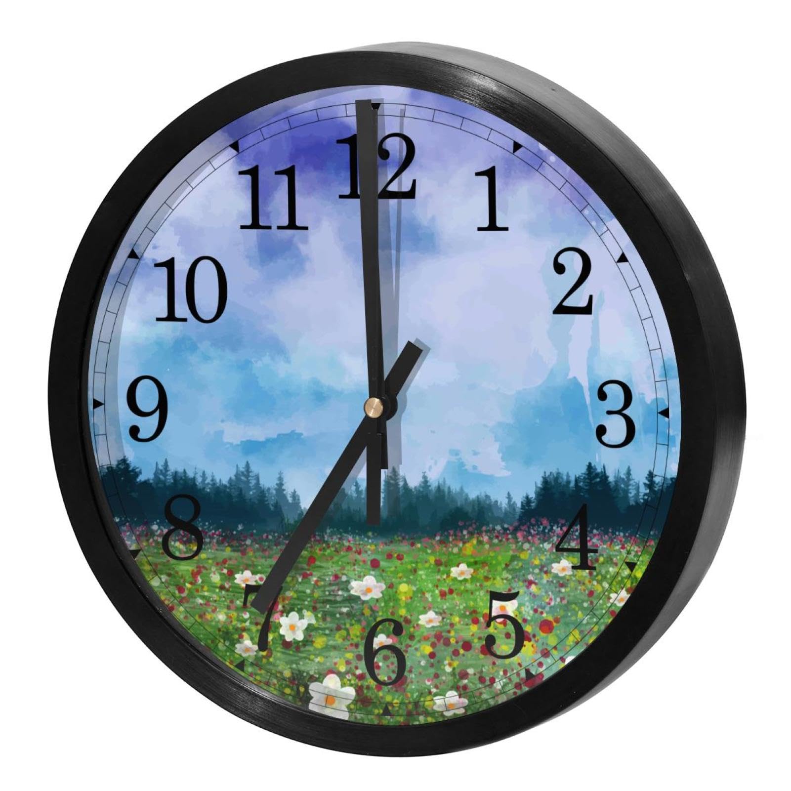 Horloge murale silencieuse pour retrouver le sommeil avec un design peinture de printemps