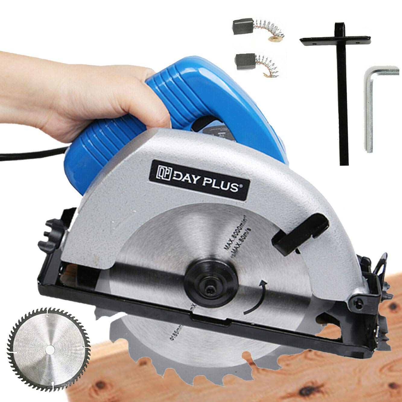 Circular Wood Saw, 900W Heavy Duty 180mm Compact Multi Circular Saw Building Power Handheld Tool Wood Tile Metal Adjustable 45° Bevel Angle Blade Guide Thicken Base