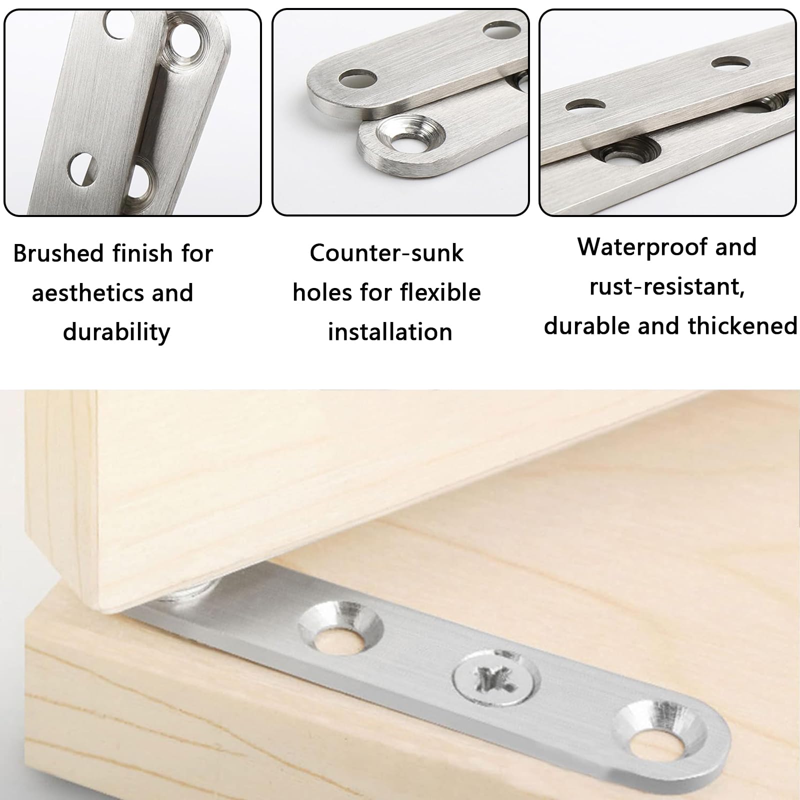 Boutihao 4 Sets of 360 Degree Rotating Stainless Steel Door Pivot Hinges, Eccentric Pivot Hinges - Image 3