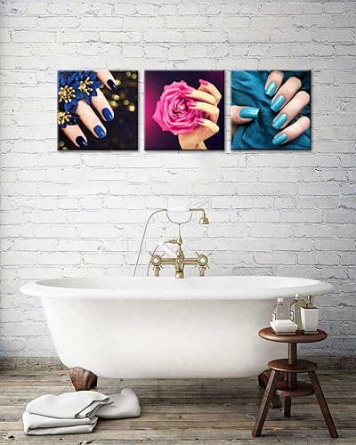 Miniatura 2 de Artsbay 3 piezas de lienzo moderno arte de pared para mujer, salón de belleza, pintura, pintura de uñas, arte de spa, maquillaje y manicura, póster