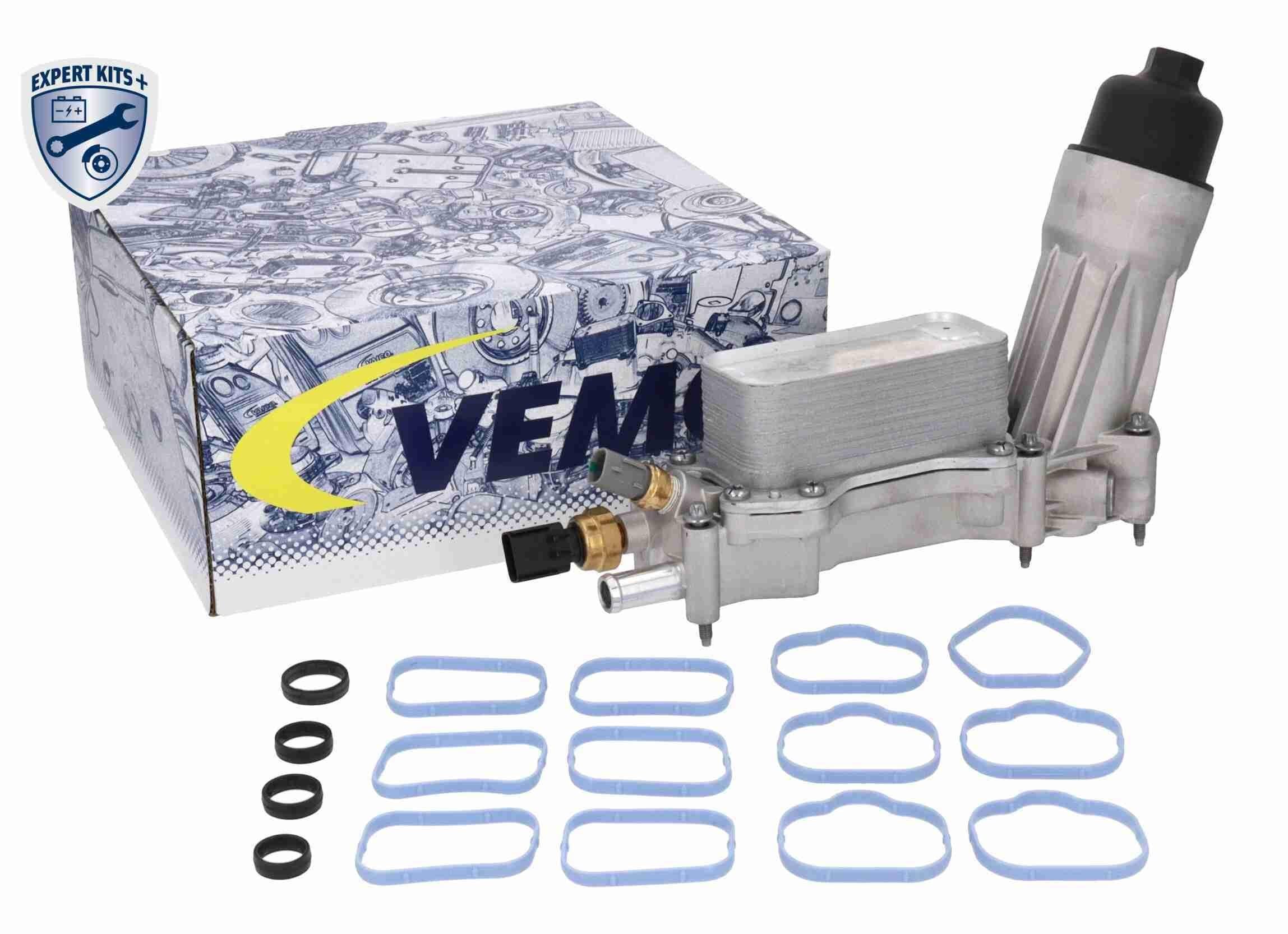 VEMO V33-60-0007-1 Chłodnica oleju olej silnikowy z obudową filtra oleju z chłodnicą oleju z filtrem oleju z czujnikiem temperatury płynu chłodzącego z włącznikiem ciśnieniowym