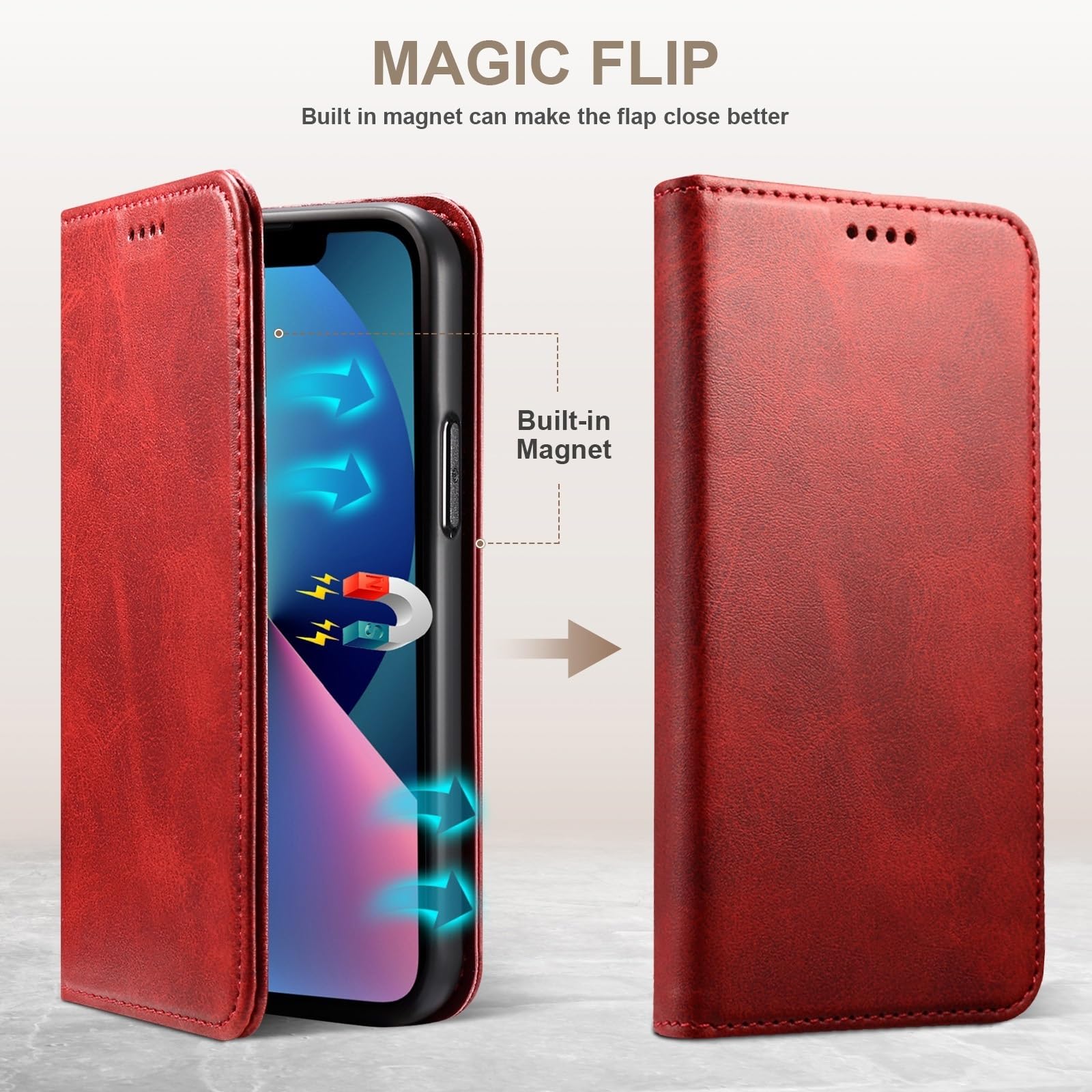Générique Etui do Iphone 17 Pro Max/17 Pro/17 Air/17, skórzane etui z klapką z podstawką (khaki, 17 Air)