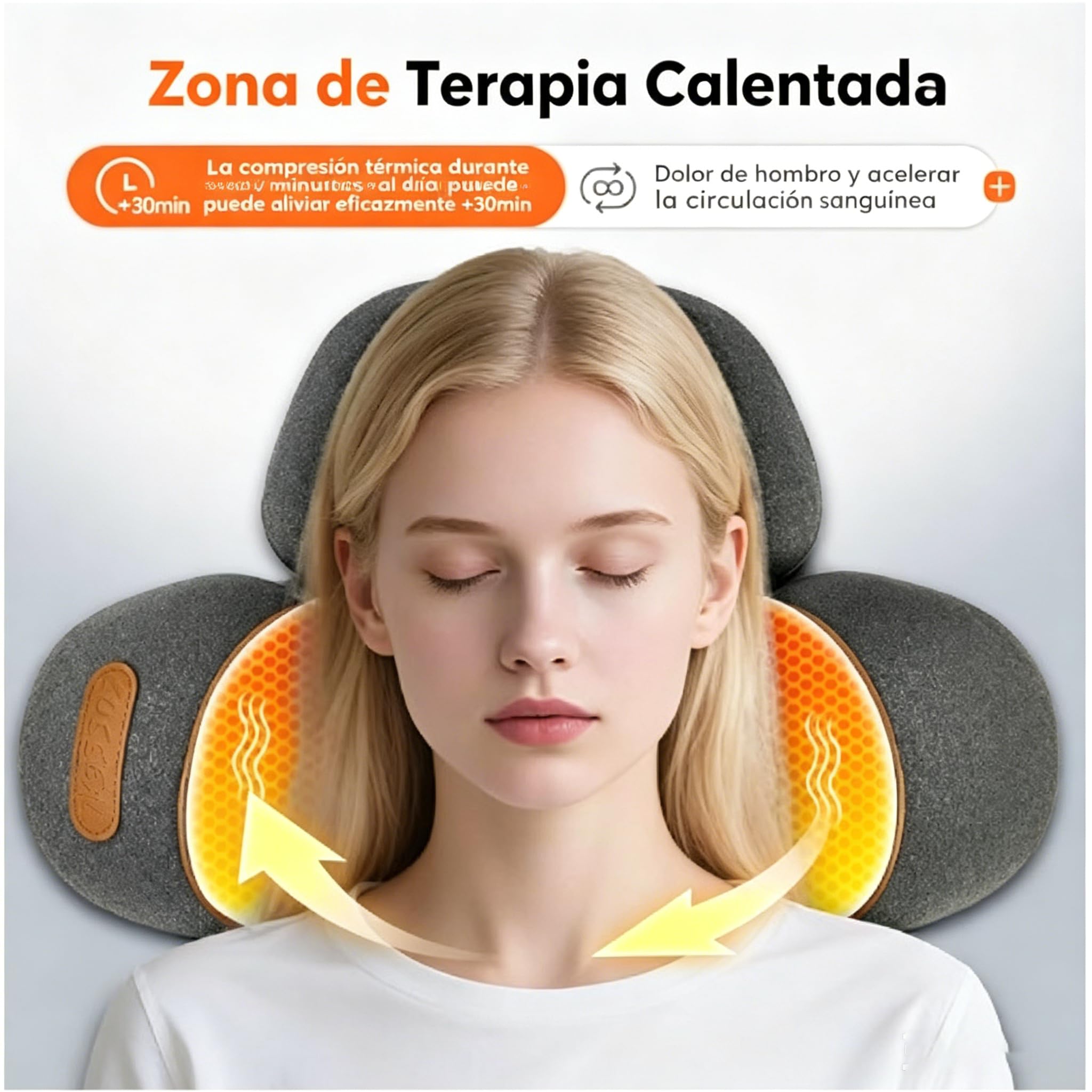 MEIION Qelara Almohada CerviFlex, Almohada Cervical de Masaje 3 en 1 | Térmica, de Espuma Viscoelástica Ergonómica, para Hombres y Mujeres, Alivia Dolor y Relaja