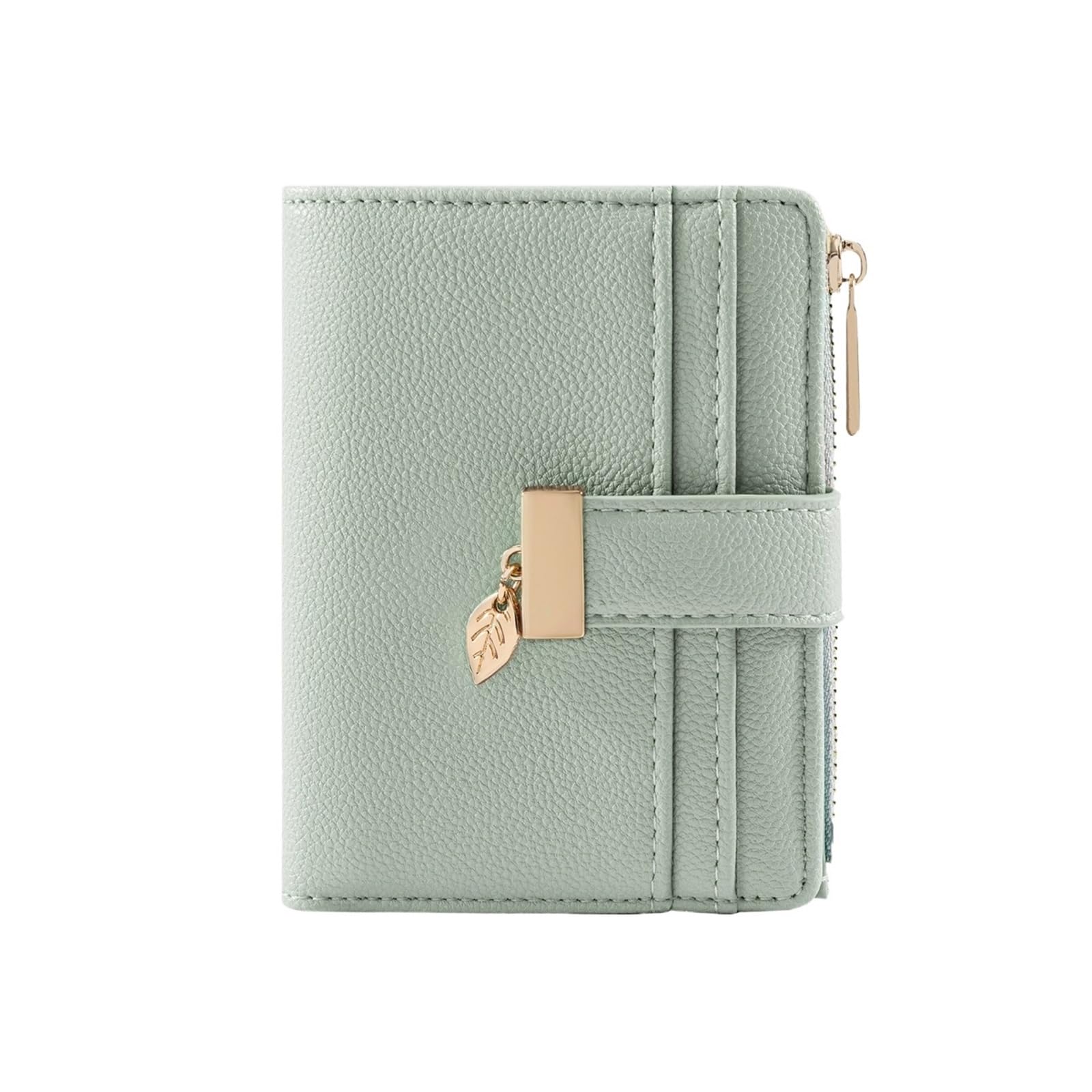 Portamonete Mini Portafoglio piccolo da donna Bifold Porta carte di credito in morbida pelle con finestra ID Portamonete cerniera Portafogli(Pink)