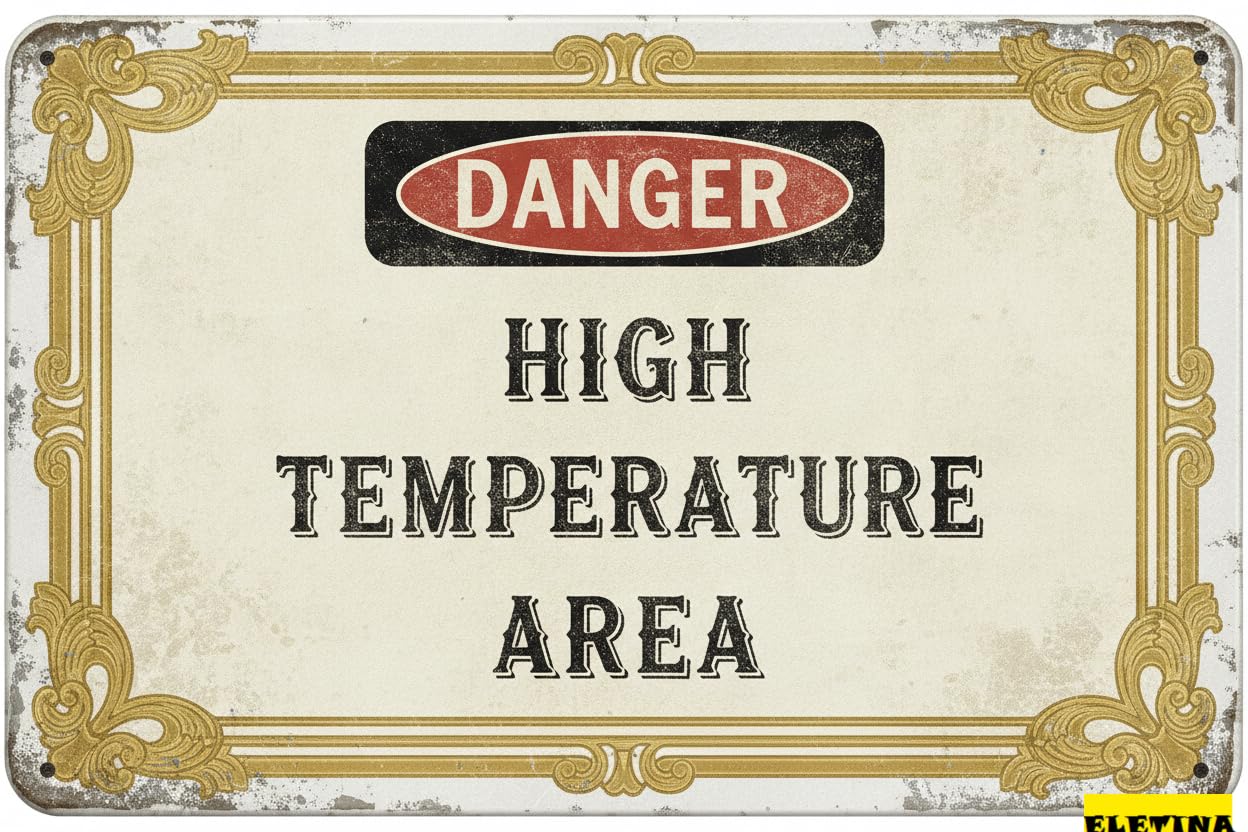 Personalized Sign for Man Cave Danger - High Temperature Area Safety & Compliance - Osha & Ansi Compliant Machine Warning Metal Tin - 8x12in Private Property Decorative