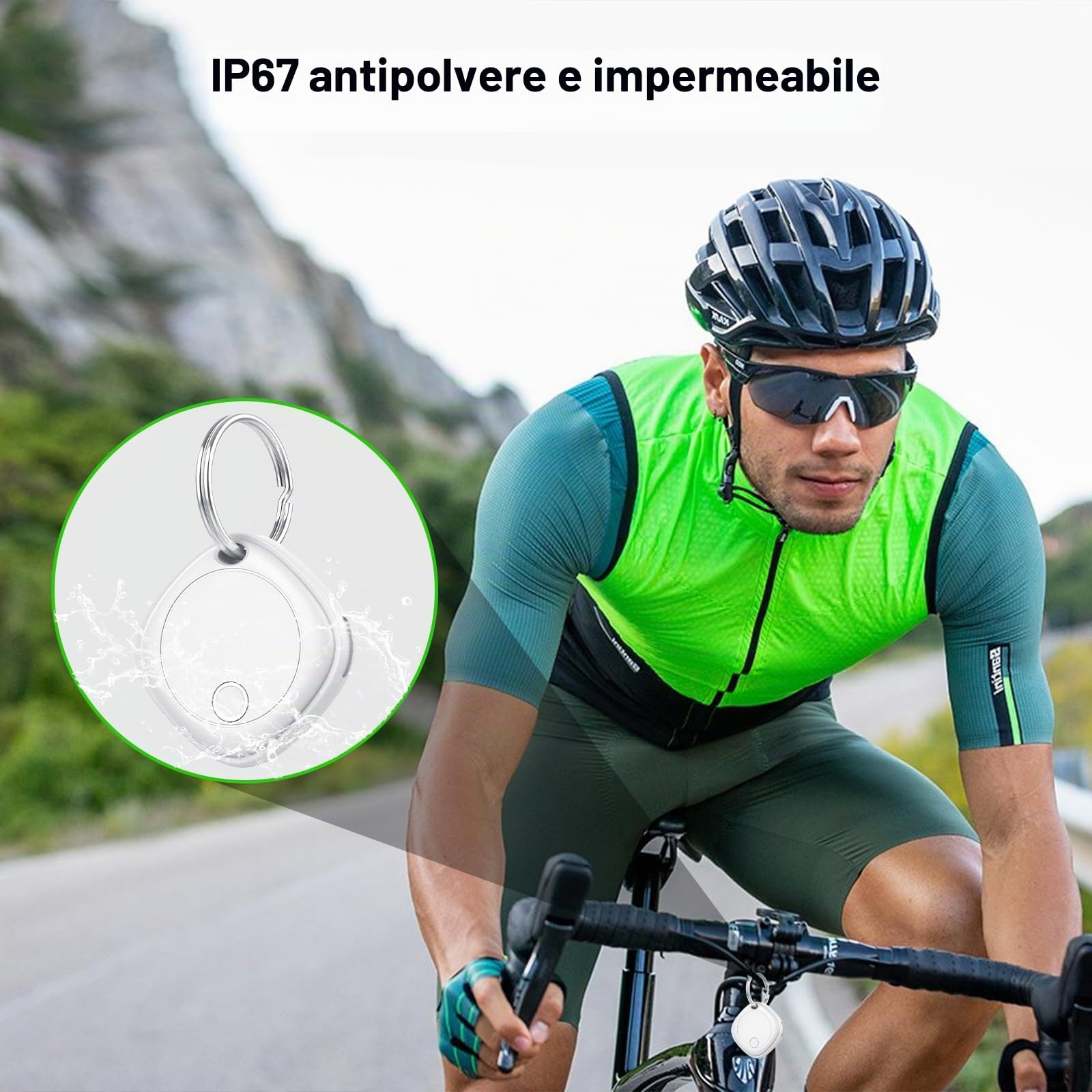 Smart Tracker 2 pezzi, Bluetooth Trova oggetti Compatibile con Apple Dov'è (solo iOS), Batteria sostituibile, IP67 impermeabile, adatto per bagagli, borse, portafogli, zaini, chiavi Tag Tracking