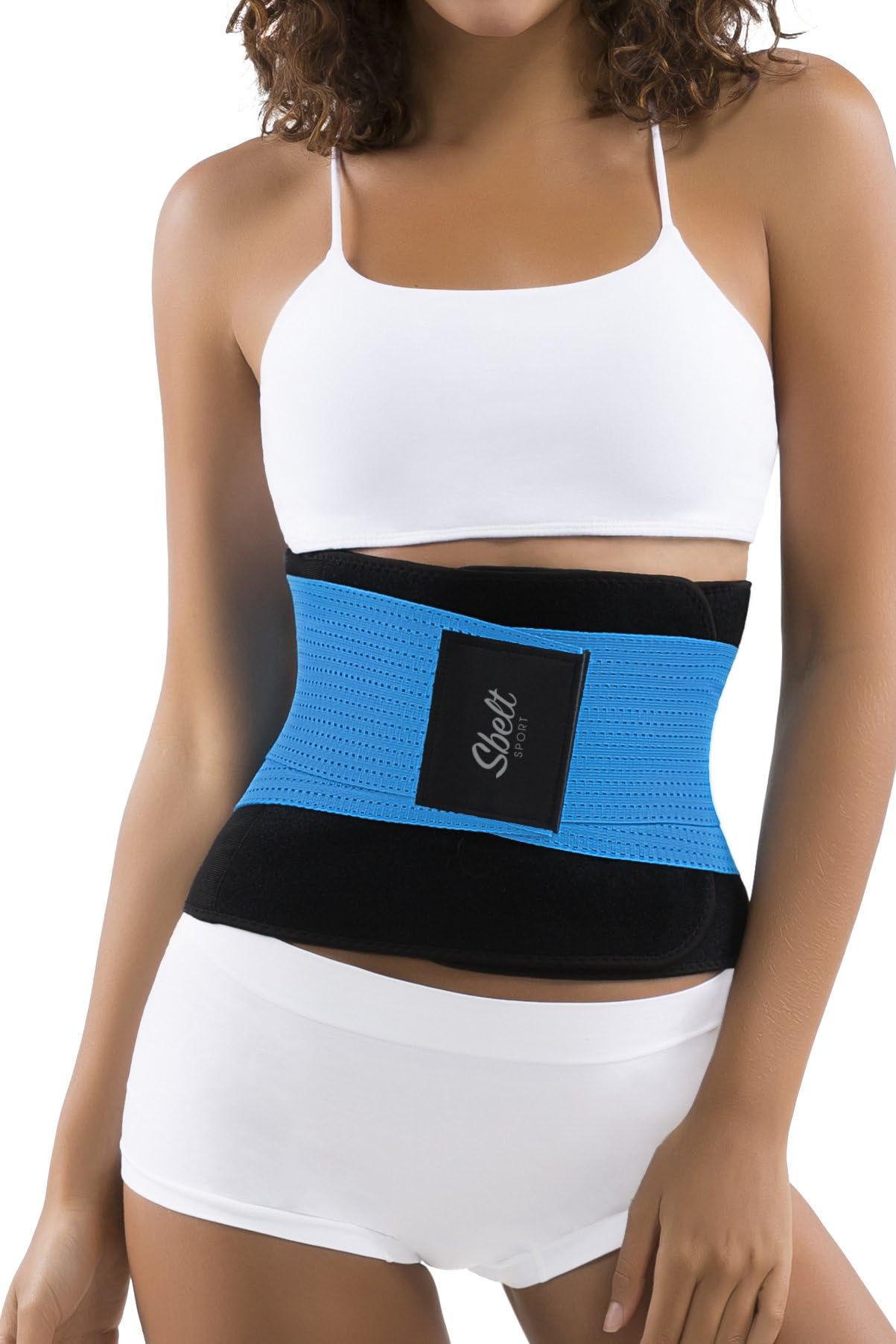 Sbelt Thermal Waist Trainer Slimming Belt – Women’s Slimming Body Shaper Trimmer for an Hourglass Shape (Blue, Large/X-Large)