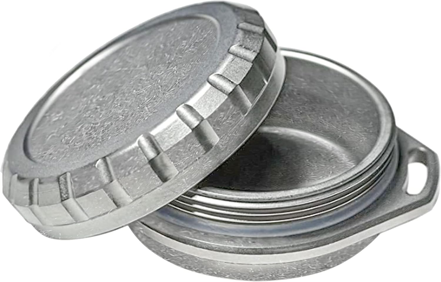 Titanium Waterproof Pill Case Travel Pill Organizer Bottle EDC Capsule Container Portable Pocket Metal Box with Chain for Camping, Hiking, Fishing, Titanium, Stone Washed