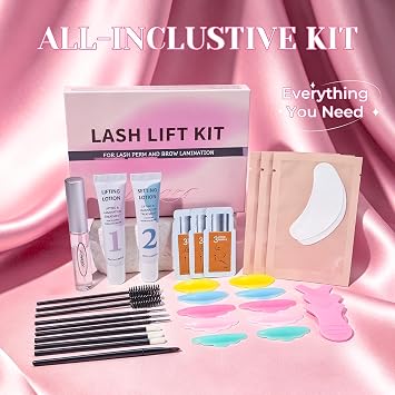 Korean Lash Lift Kit, Eyelash Lift Kit with Balm Glue for Natural-Looking Curl, Beginner-Friendly Lash Lift Kit for Long-Lasting Lifted Lashes Salon Grade