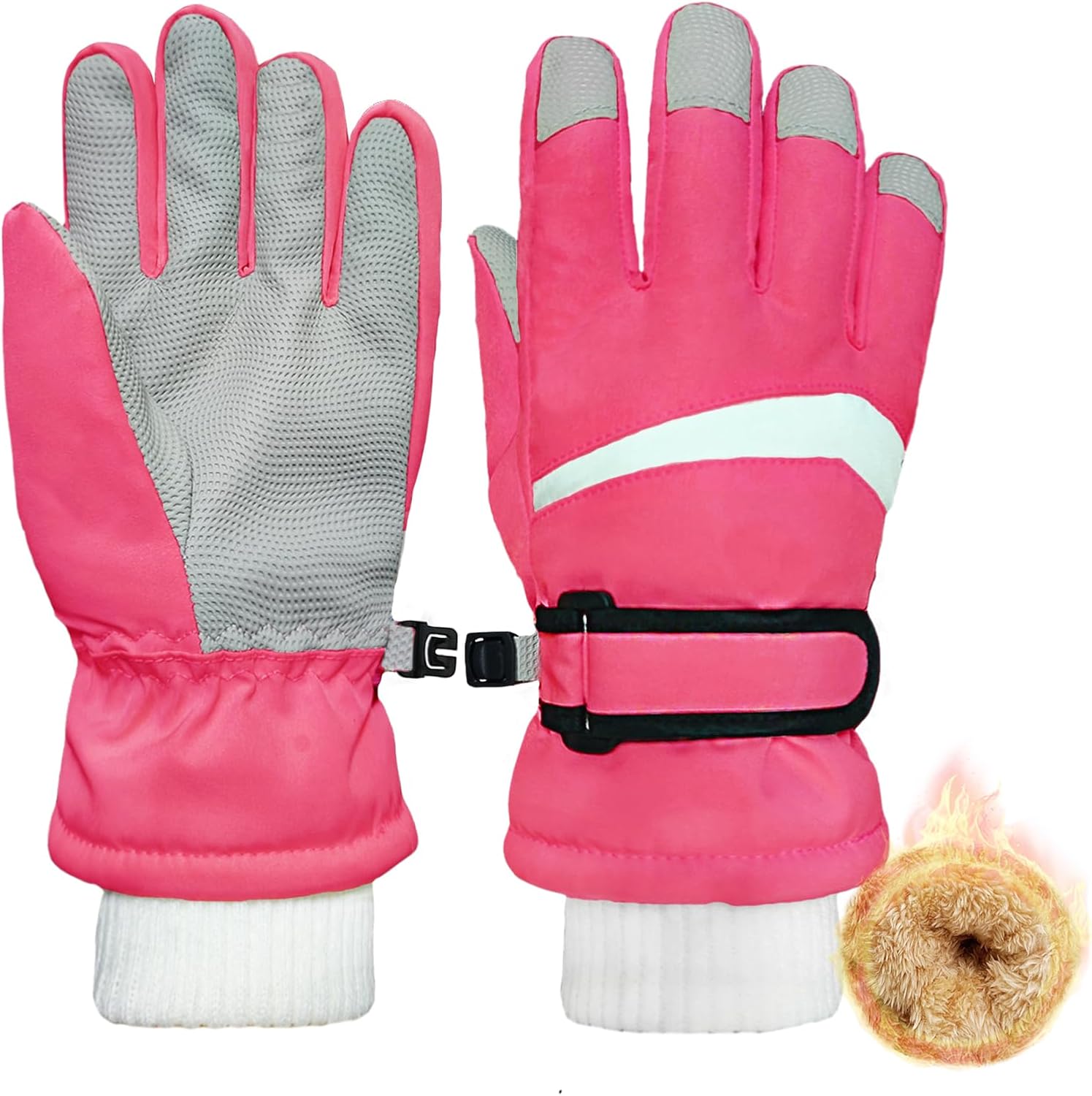 Kids Winter Snow Ski Gloves for Boys Girls Children Snowboard Waterproof Thermal Fleece Gloves for Cold Weather