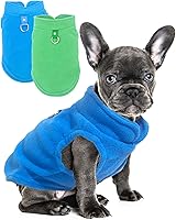 2-Pack Fleece Dog Sweater Vests for Small Dogs - Warm Winter Pullovers with D-Ring, Blue & Green, Easy-Fit Puppy Coats