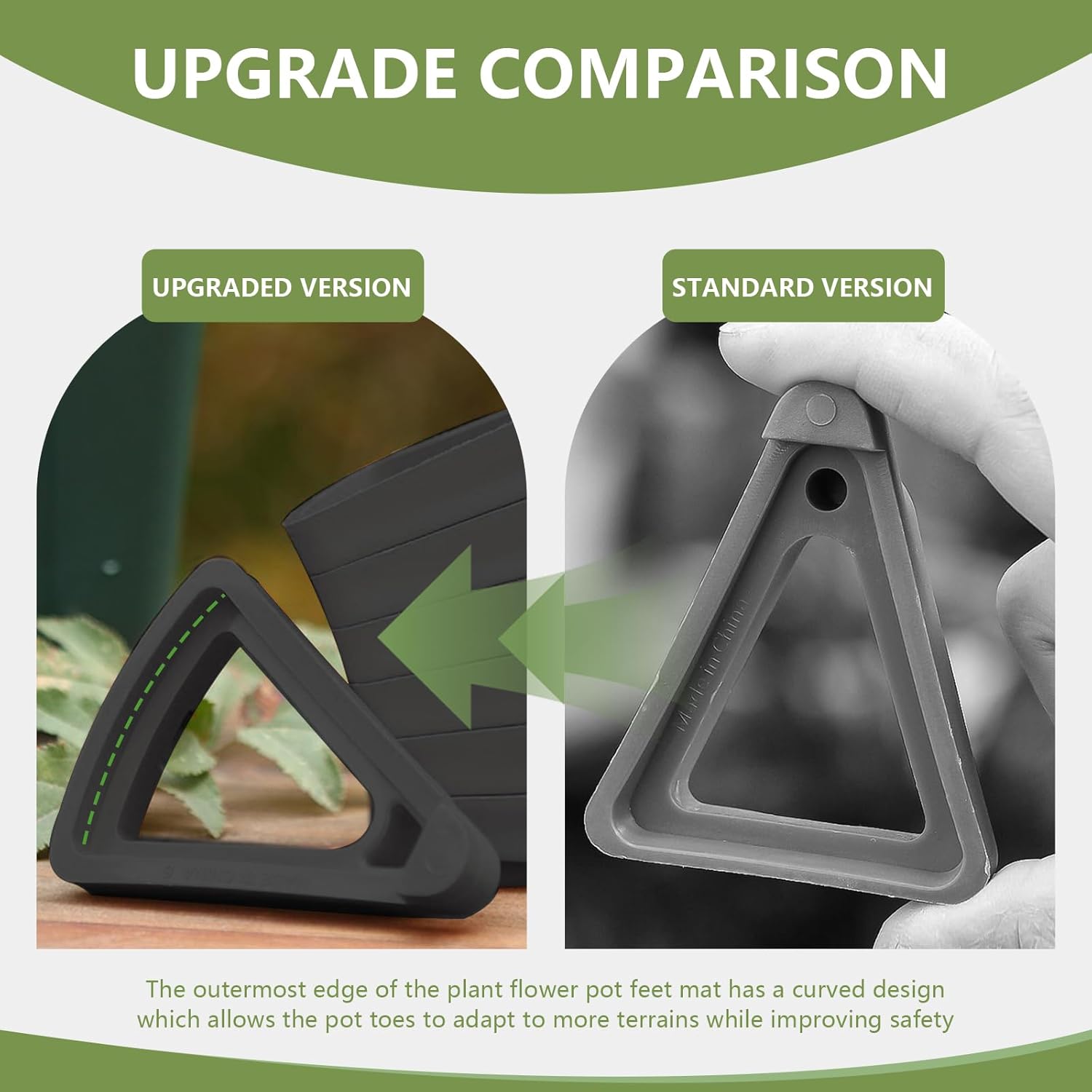 24PCS Flower Pot Risers Toes，Invisible Plant Pot Feet for Outdoor Planters，Indoor Secure Compressive Environmental Triangular Lifters Supports (Large Black)