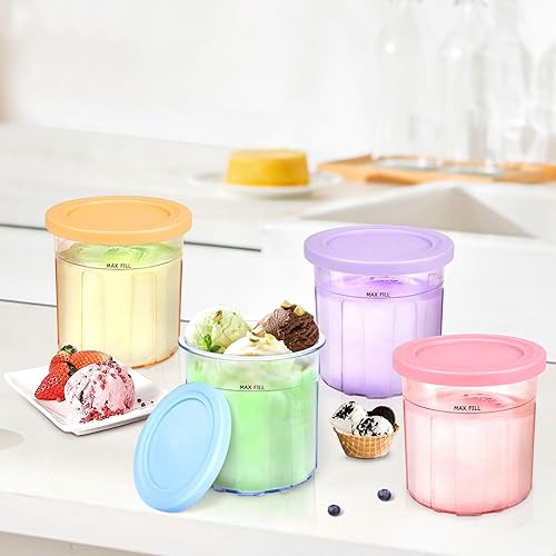 Miniatura 5 de FIRJOY Recipientes de 16 onzas  Pintas y tapas de repuesto adicionales, compatibles con Ninja Creami NC301 NC300 NC299AMZ Series SOLAMZ (paquete de