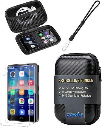 Case Bag for Oilsky M303 Pro Hard EVA Shell Protective Cover with 2x Screen Protectors & Lanyard - Shockproof, Scratch-Resistant Travel Pouch for 4" MP3 Player, Black