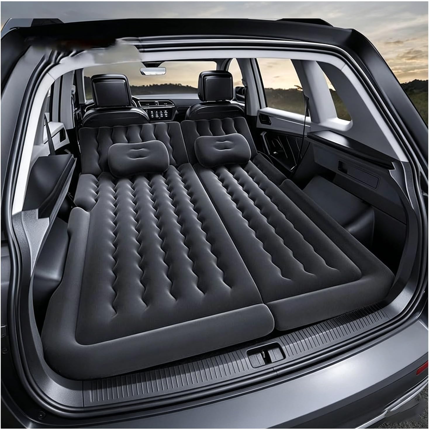ONEMAJI Car Inflatable Mattress for VW Polo VI Bj. 2017-2022 2023 2024, Portable Car Air Mattress with Pillow for Camping, Back Seat Cushion Camping Travel Mat,black