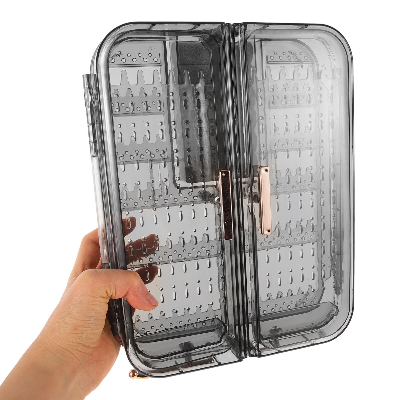 YARNOW Organizer Gioielli da Parete Trasparente in Pet Resistente Mensola Sospesa per Orecchini e Collane Design Elegante Nero-Grigio per Casa e Armadio
