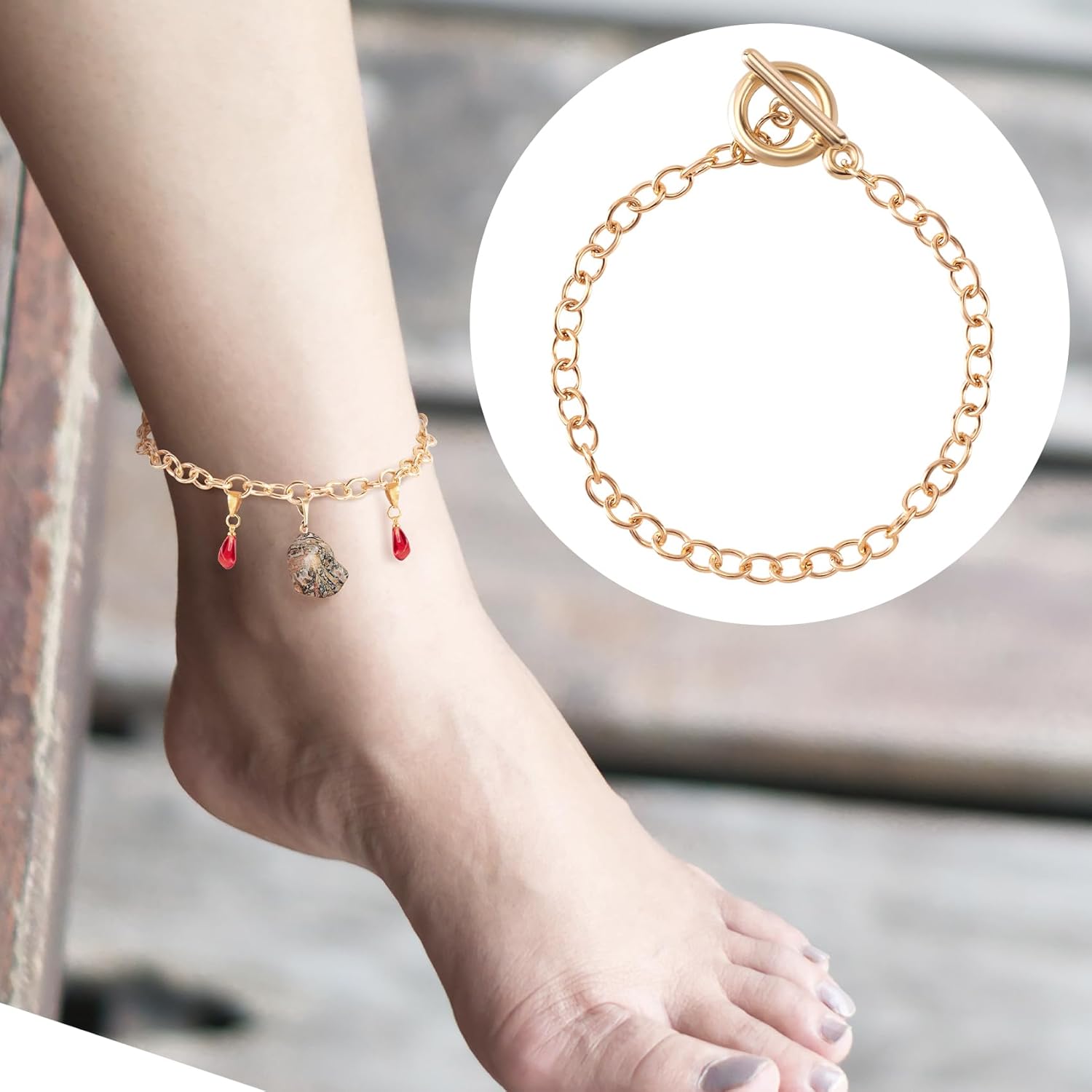 6 PCS Bracelet Chain for Jewelry Making, Alloy Chain Link Bracelet with OT Buckles for Women Men, Simple Charm Chain Bracelet for Daily, Party, DIY Crafts - Gold, Silver - Image 6