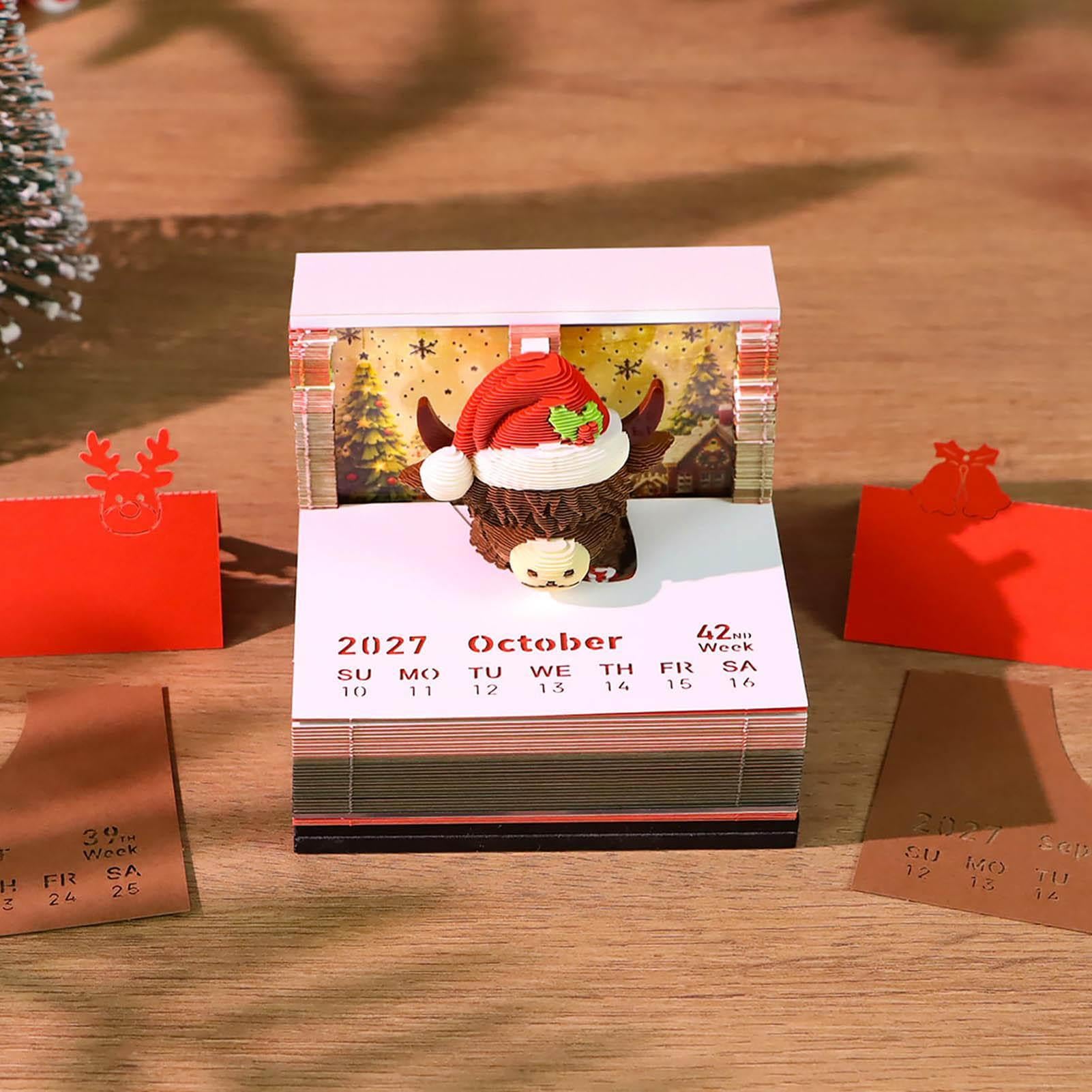 Calendrier 3D détachable 250 feuilles de Noël en avec motif vache