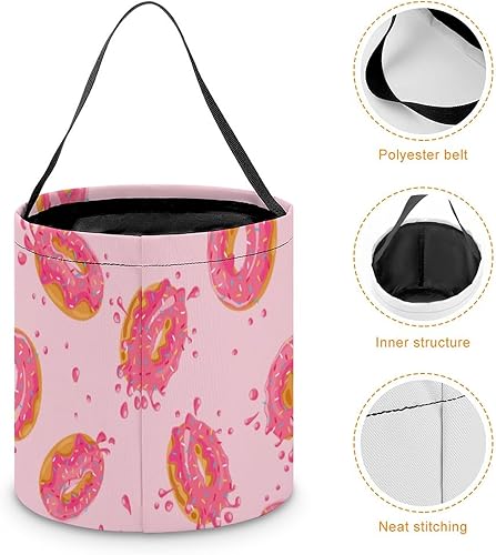 Miniatura 4 de Bolsas de asas con estampado de rosquillas dulces para Halloween, bolsa de regalo, cesta de caramelos, cubo portátil reutilizable