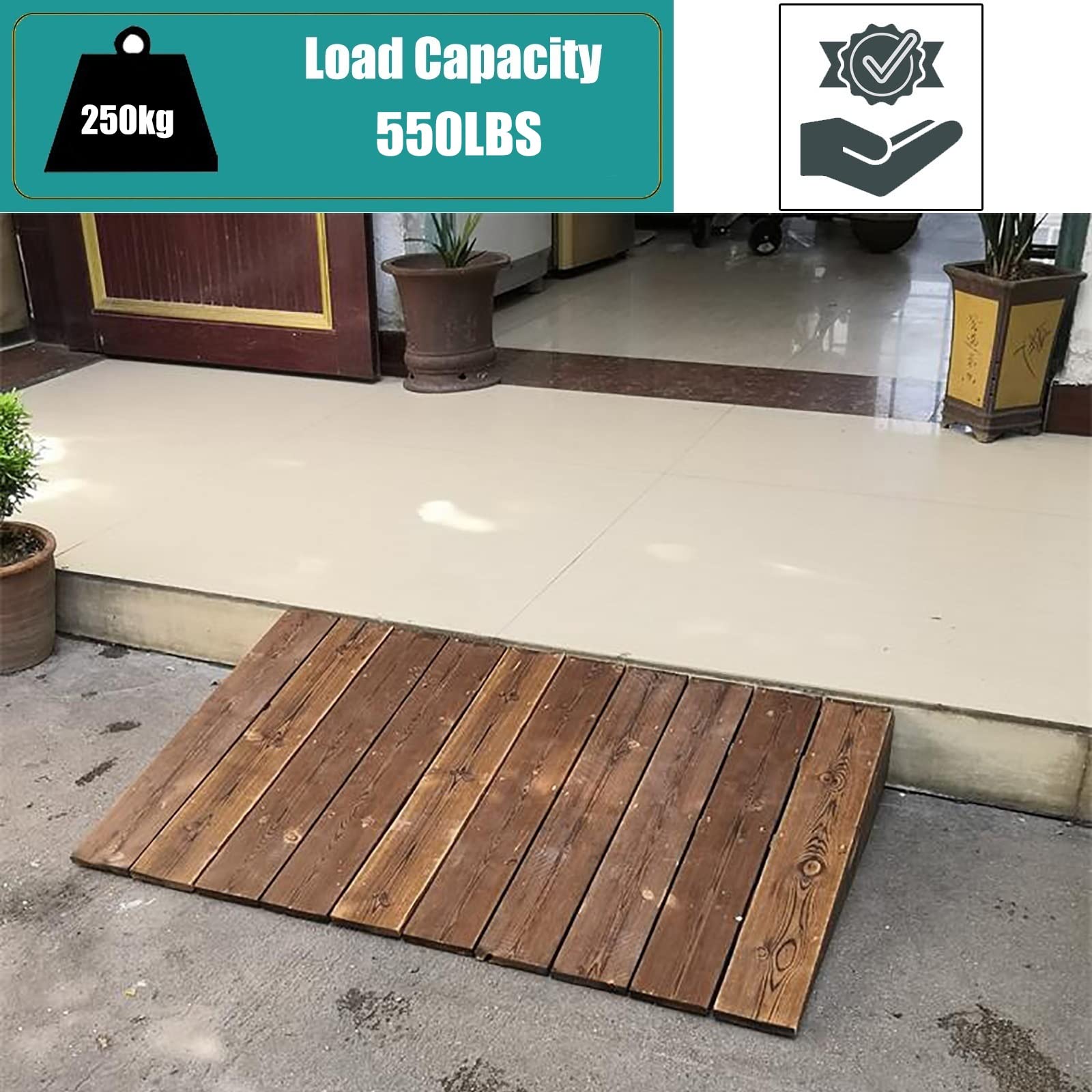 Rampas de Madera para Sillas de Ruedas para el hogar- 4/7/7.8/9.8 Pulgadas de Elevación, Rampas de Umbral de Servicio Pesado para Scooters Andadores Bicicletas, Puerta Delantera/Rampa de Entrada al