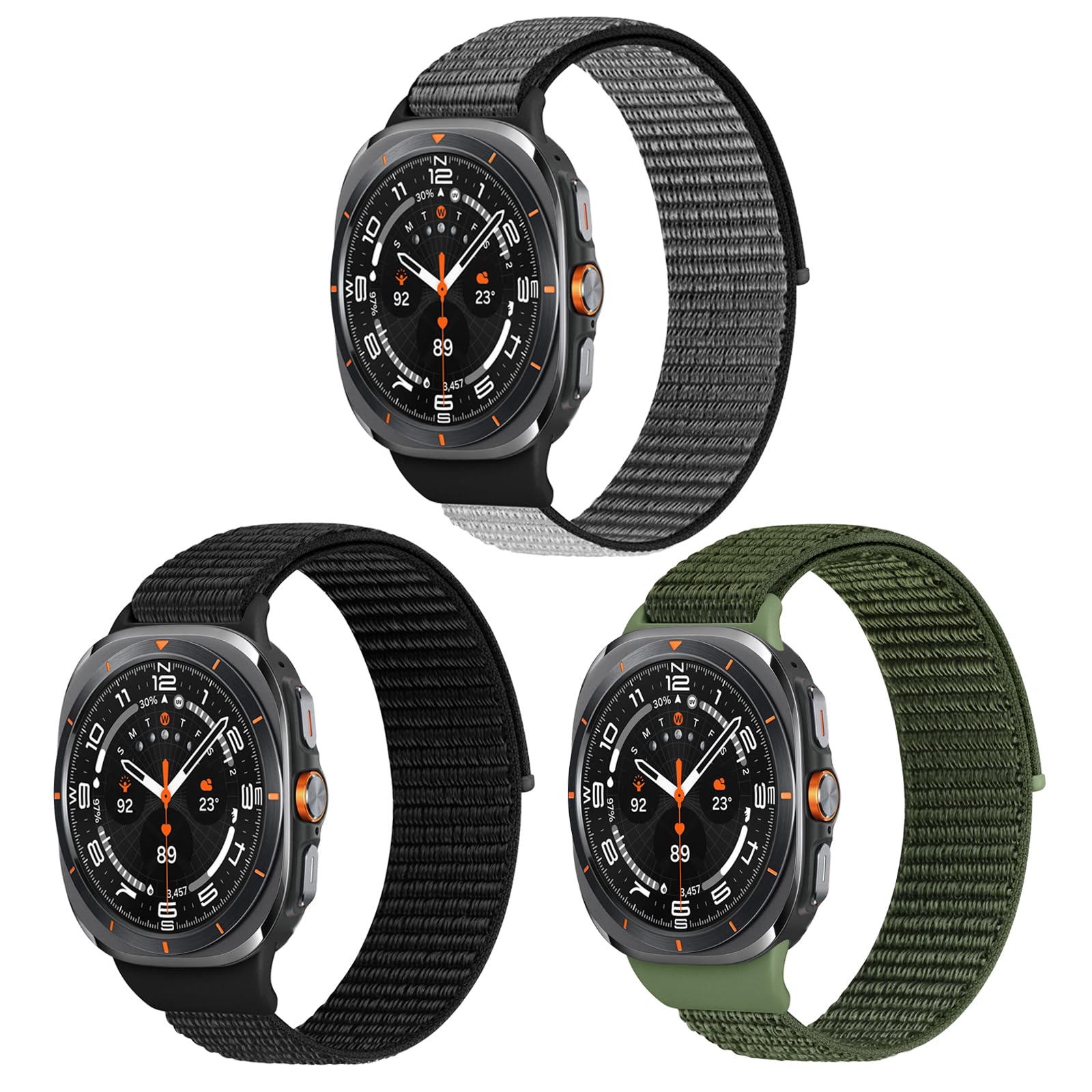 WolliLe Nylon Sport Bands Compatible with Samsung Galaxy Watch Ultra Bands 47mm, Soft Loop Breathable Strap Adjustable Replacement Wristband for Women Men