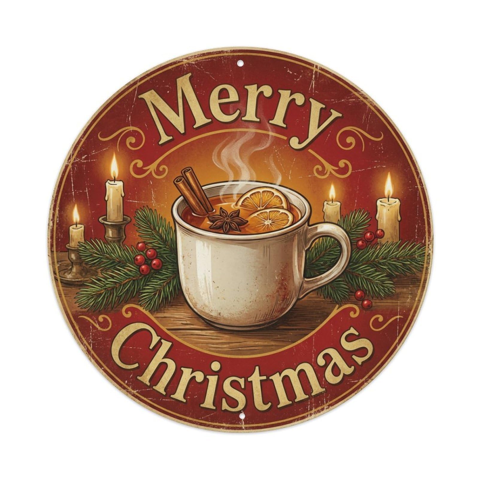 Merry Christmas Cozy Hot Spiced Cider Metal Tin Sign
