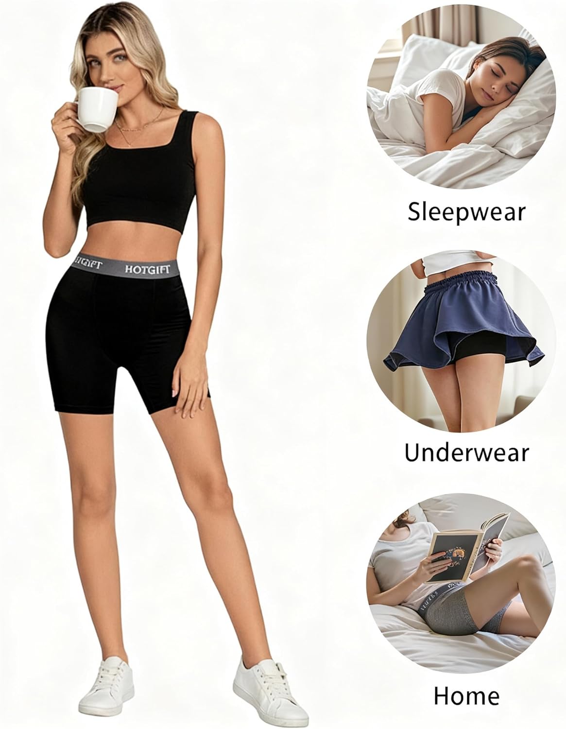 HOTGIFT Womens Boxer Shorts Cotton Boyshorts Underwear Anti Chafing Bike Shorts 4 Pack - Image 4