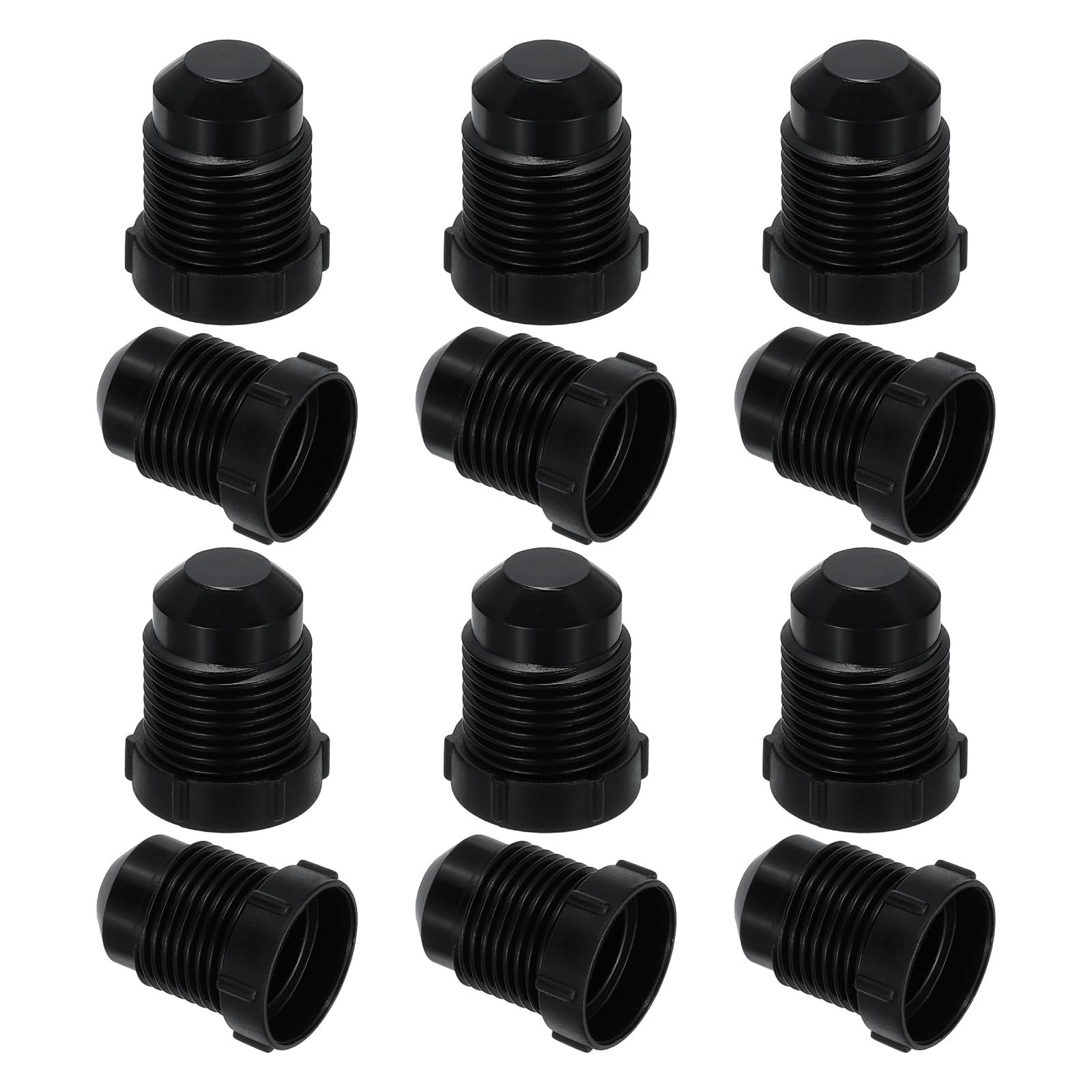PATIKIL 5/8" Plastic Threaded Plug, 12 Pack 7/8-14UNF Male Thread 45 Degree SAE Flare Tube Fitting Valve Stop Plugs for Air Conditioner Pipe Gas Line Hydraulic, Black